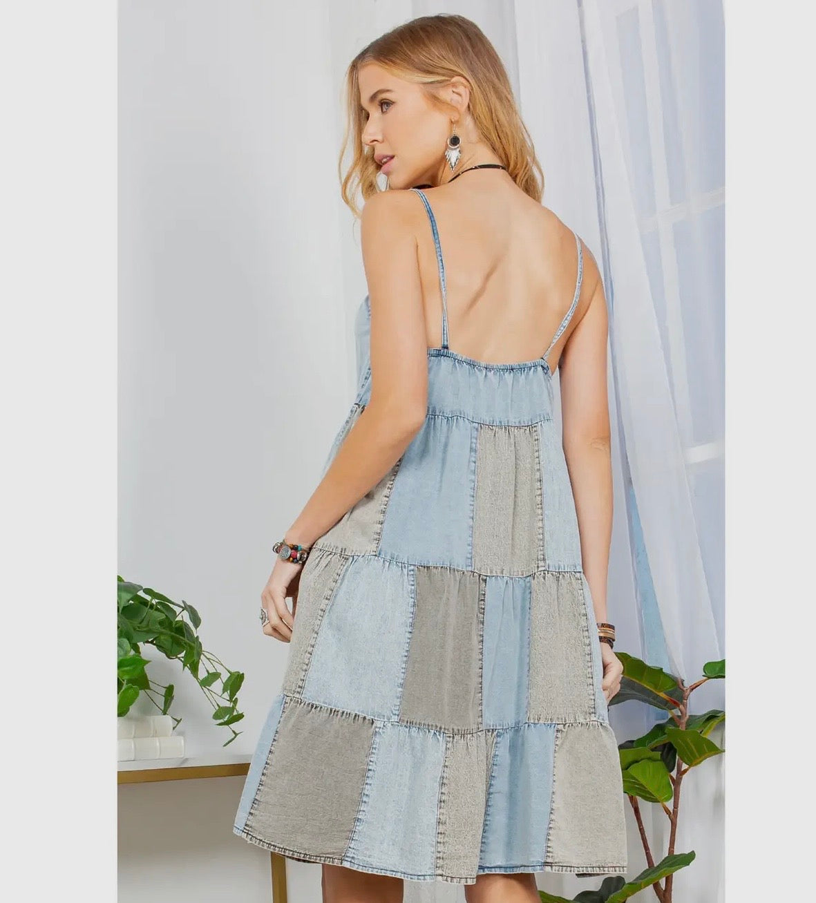 DR44623 Groovy Rhapsody-The Patchwork Halter Babydoll Dress