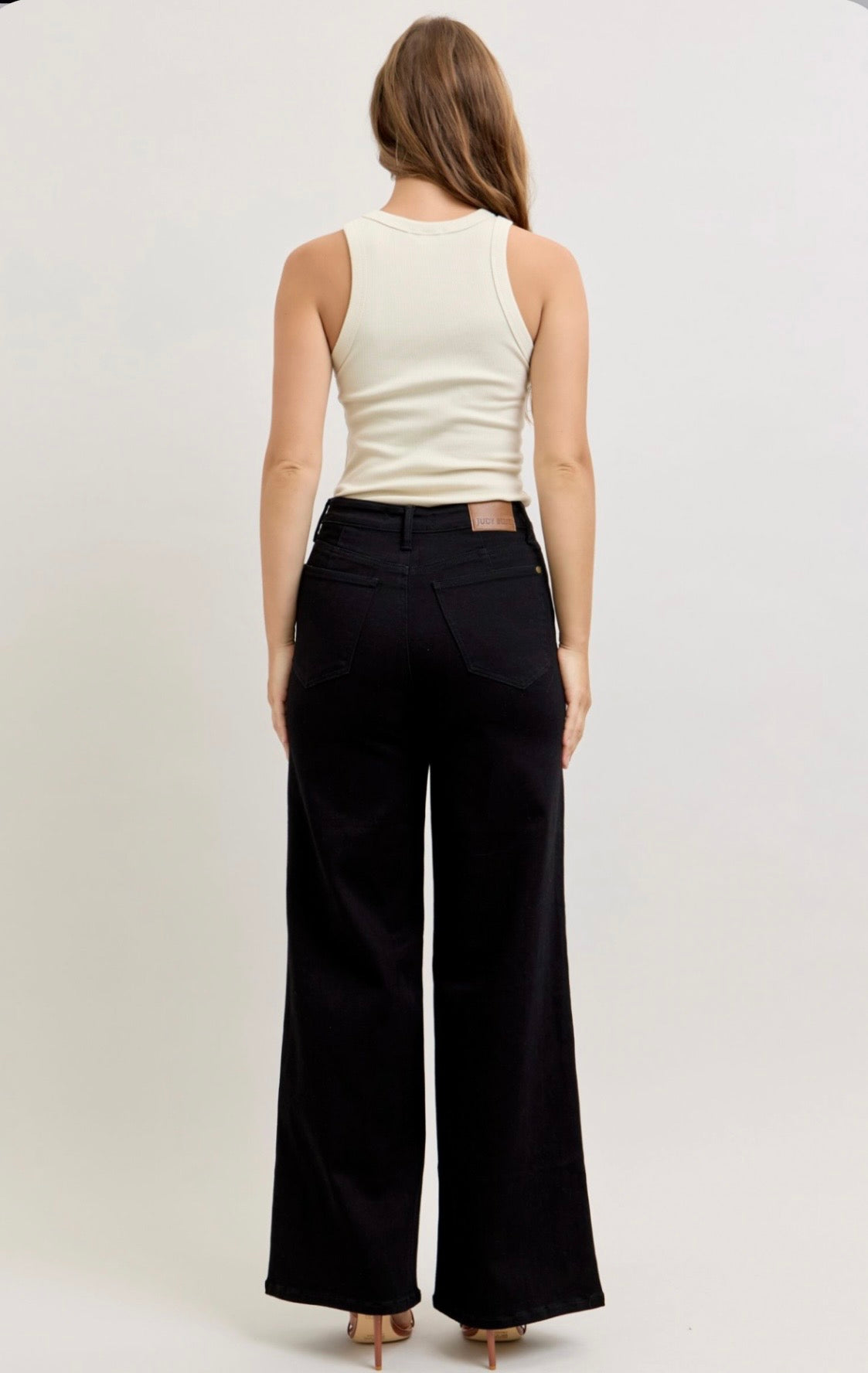 881074REG High Waisted Jeans with Front Yoke-Black