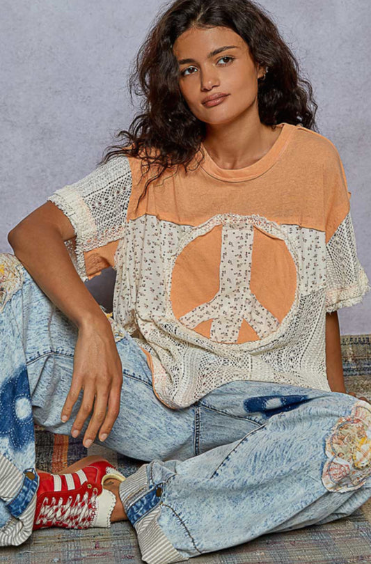 FKT1281 Top in Cotton with Peace Patch