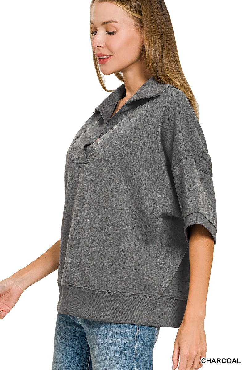 #ROTP-4147Y
SCUBA COLLARED SHORT SLEEVE PULLOVER & CENTER SEAM PANTS SET