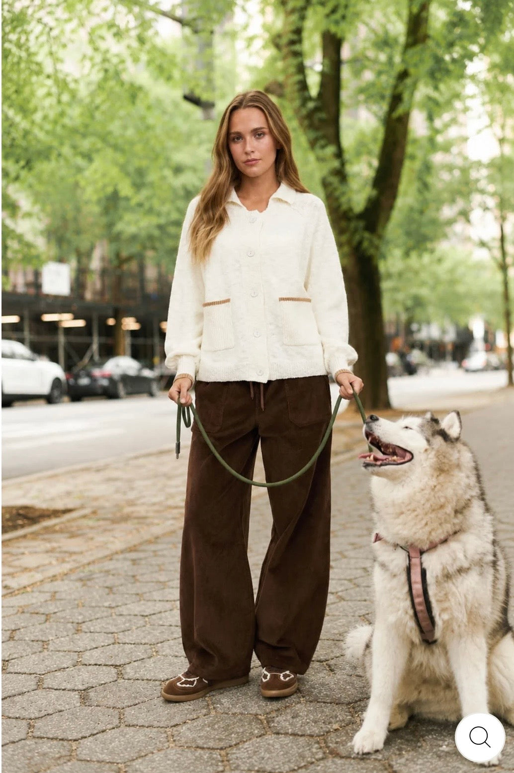 J6FJ1003 COLLARED BUTTON DOWN BACK PUPPY JACQUARD CARDIGAN
