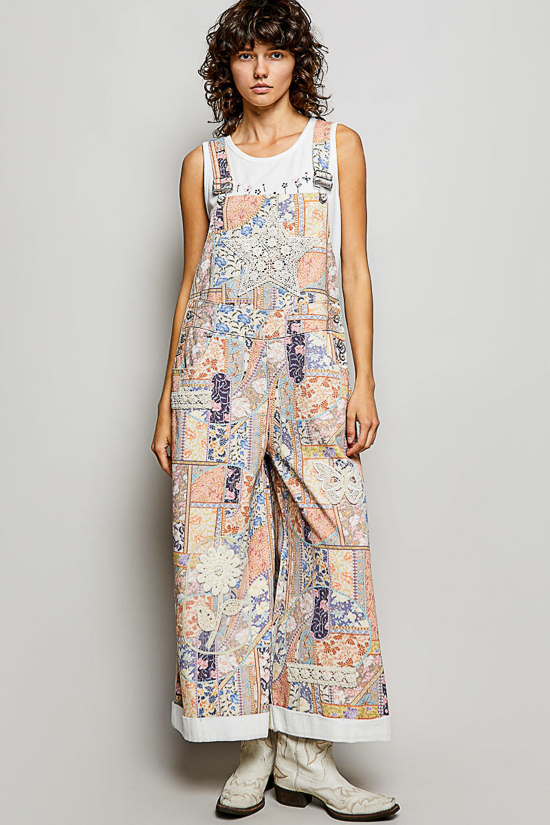 WY082 POL Floral Multi Overalls