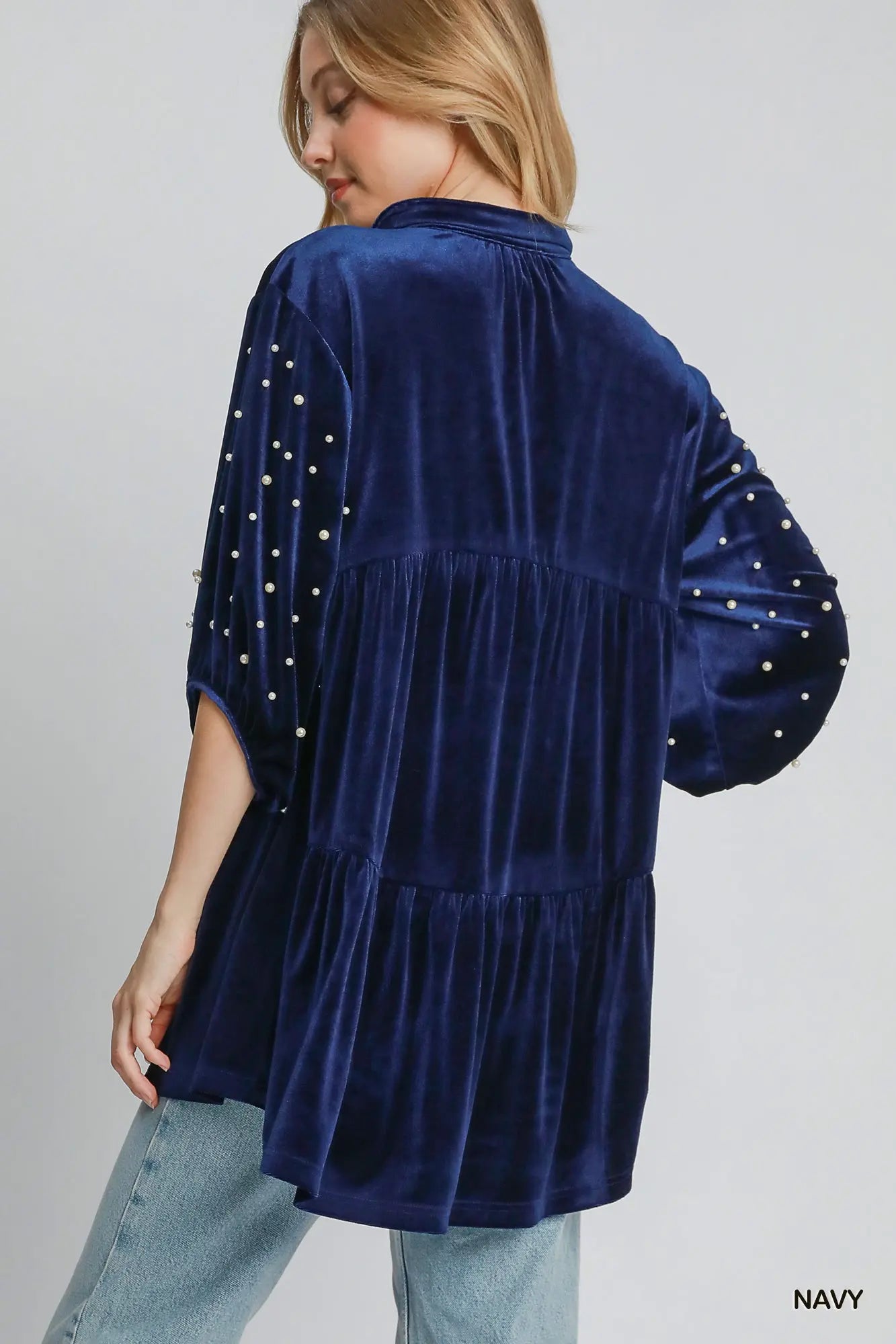 K8979 Velvet Tiered Tunic Dress