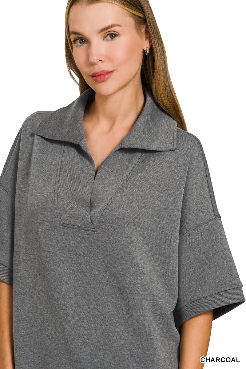 #ROTP-4147Y
SCUBA COLLARED SHORT SLEEVE PULLOVER & CENTER SEAM PANTS SET