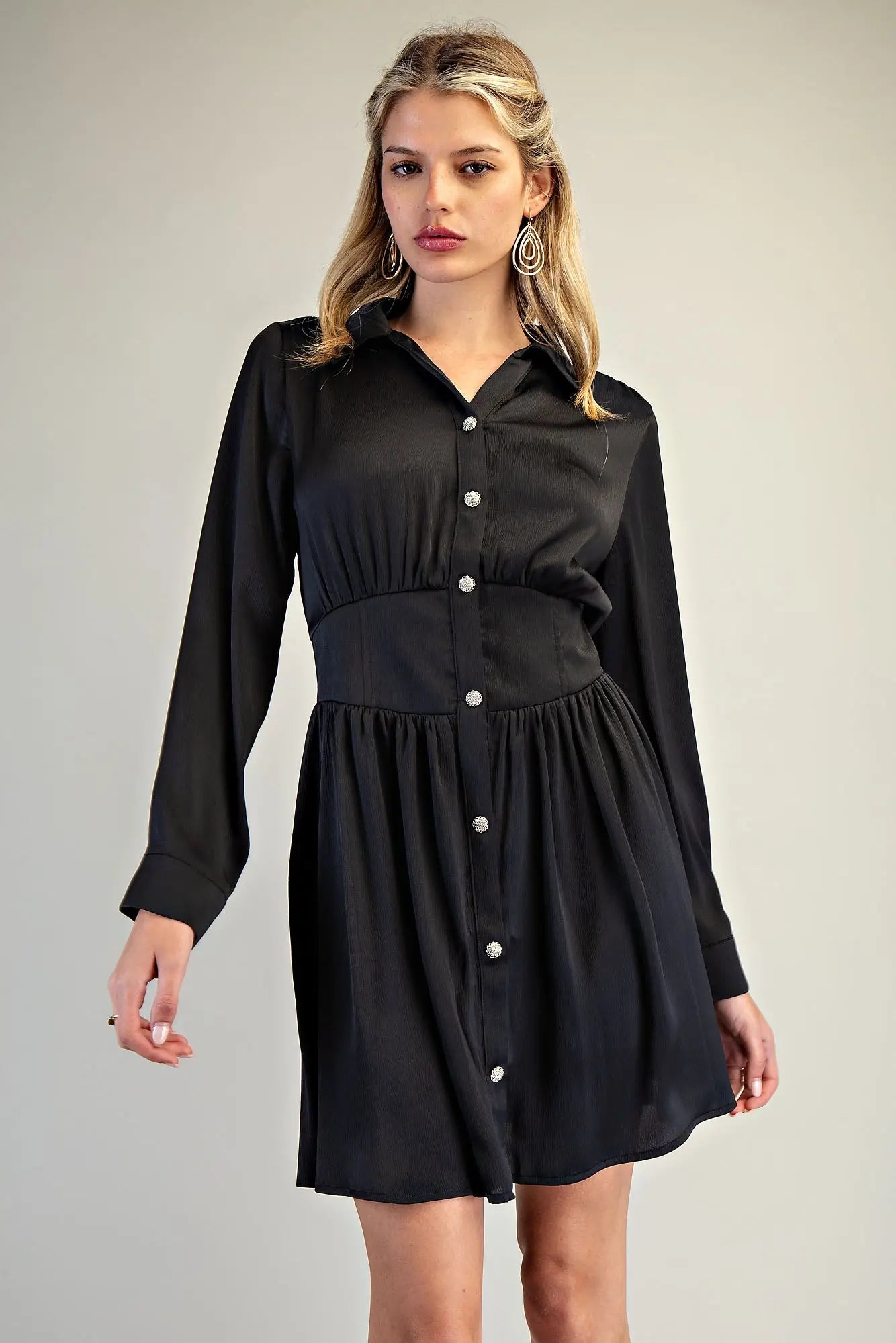 DK7817 Collared Button Down Mini Dress