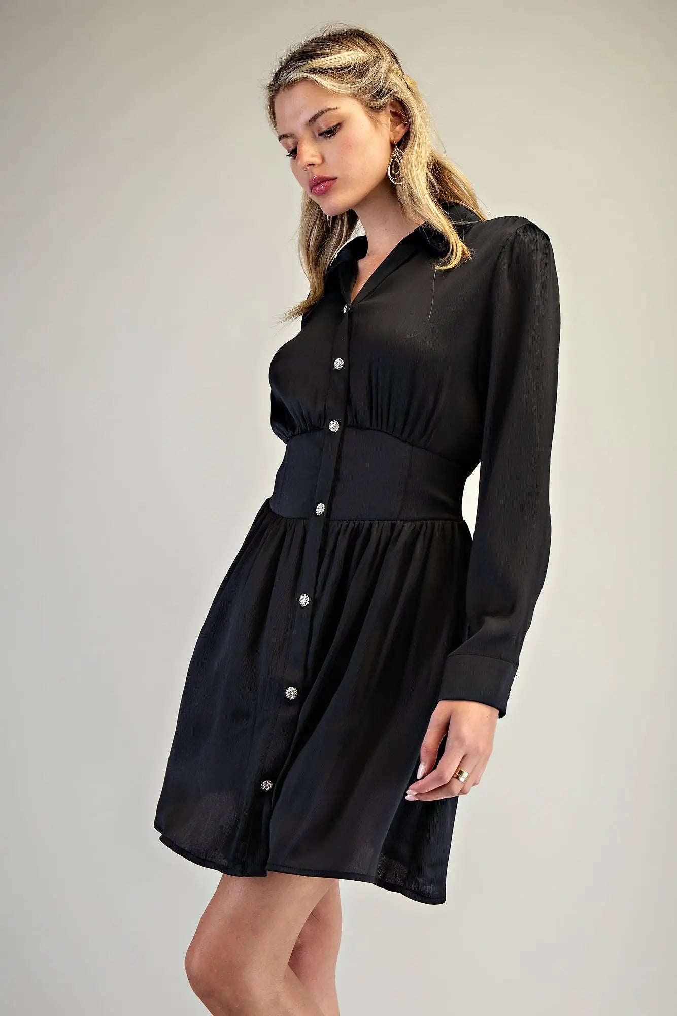 DK7817 Collared Button Down Mini Dress
