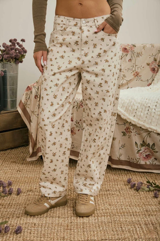 J6SP1001 FLORAL DENIM PATTERN JEANS