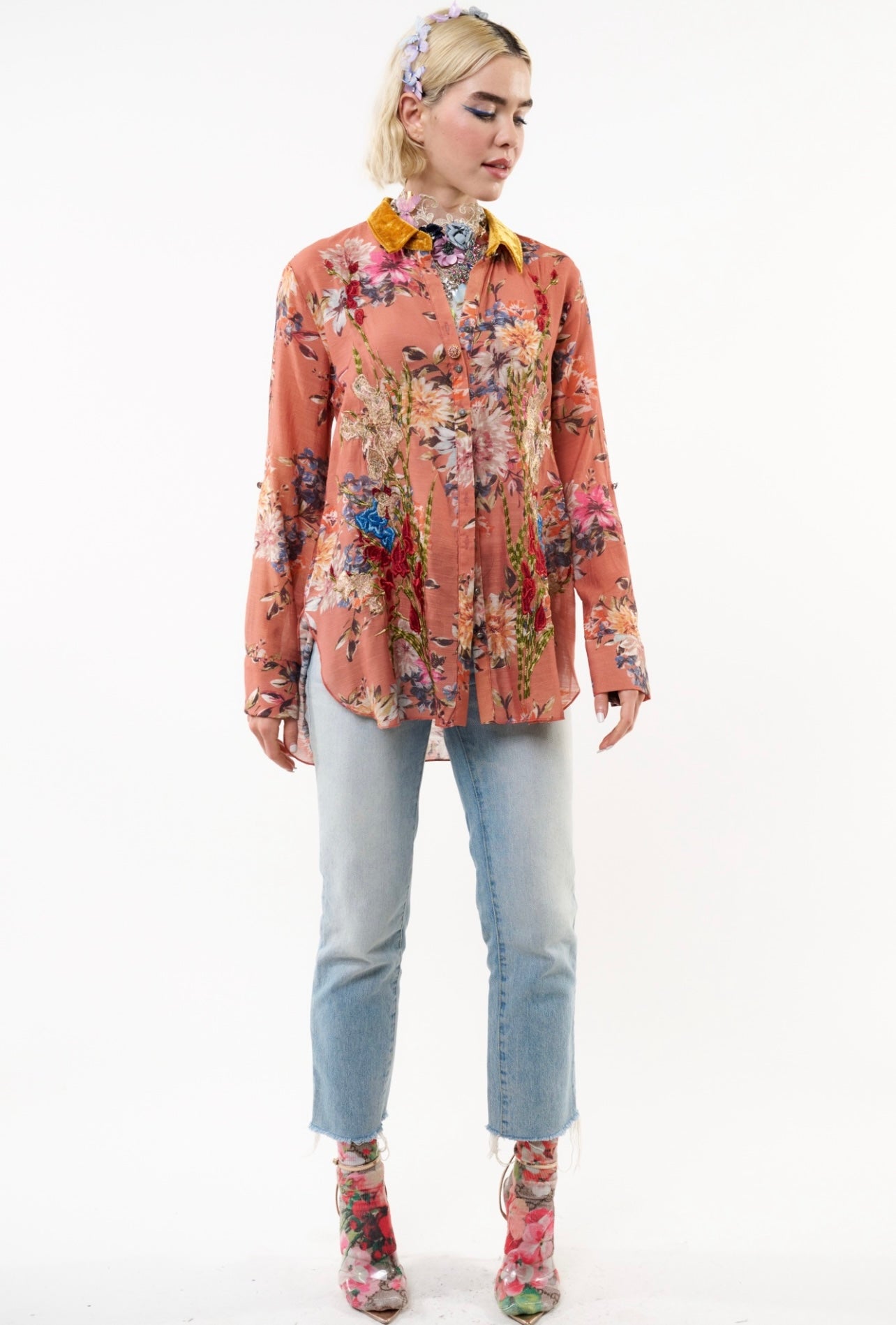 Aratta-Gardenia Embroidered Shirt