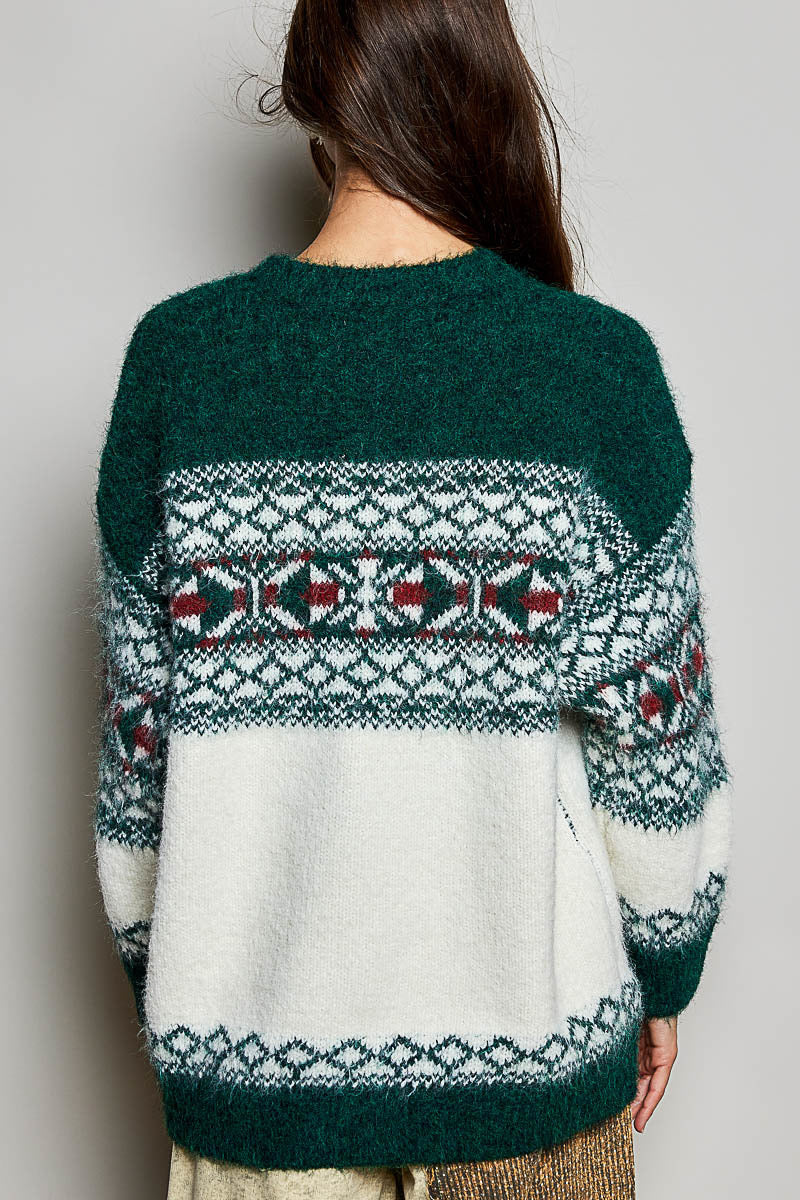POL Fair Isle Holiday Knit Sweater