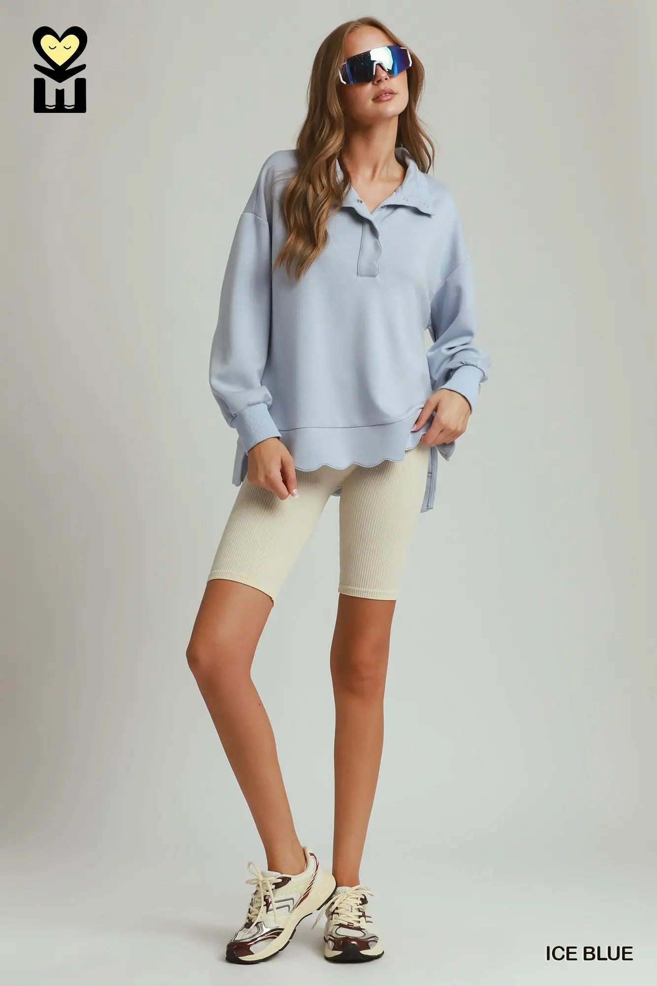 H1012 LUXEKNIT Scallop Placket Knit Pullover