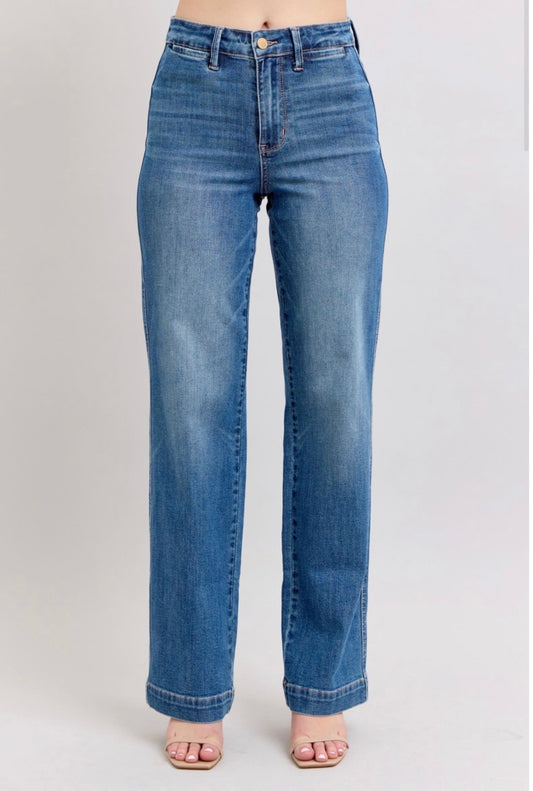 88596REG High Waist  Contrast Thread Straight