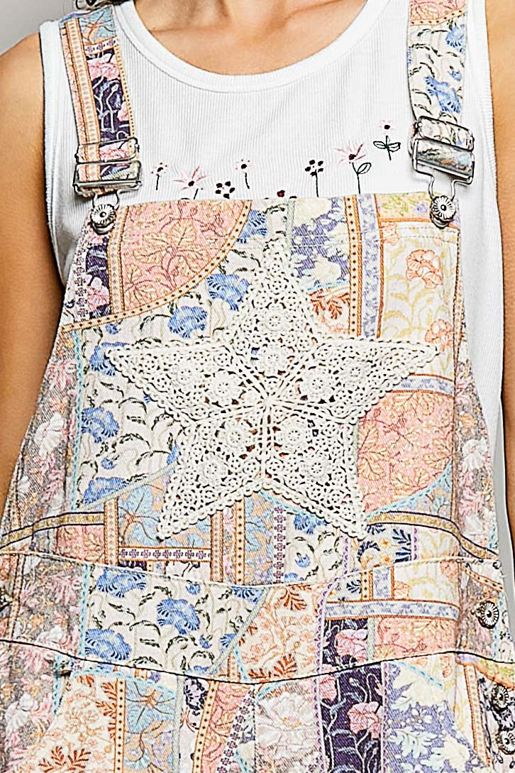 WY082 POL Floral Multi Overalls