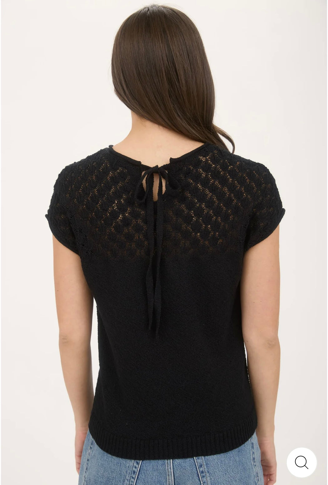CR2194 EYELET YOKE SWEATER KNIT TOP