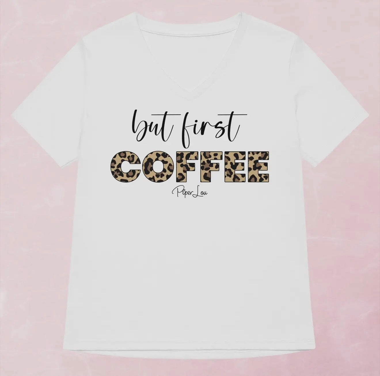 BFCWhite ‘but first COFFEE’ Leopard T-shirt
