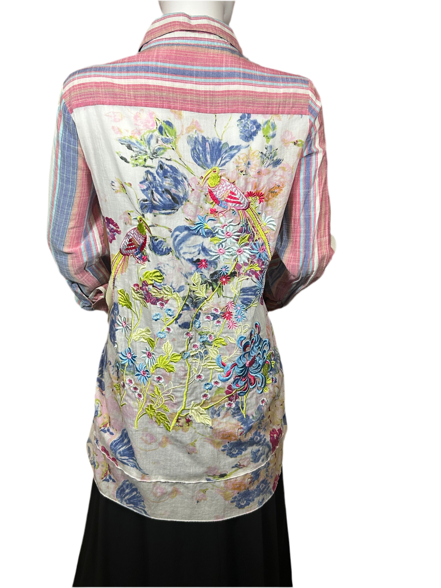 ARATTA Striped Embroidered Long Sleeve Shirt