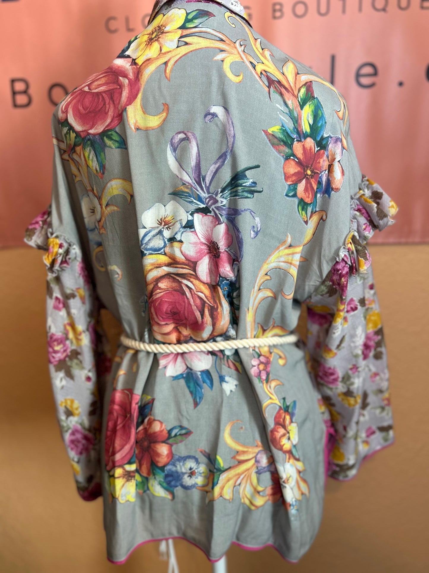 Aratta Pink and Yellow Floral Shirt