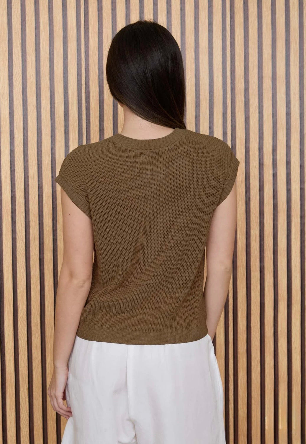 TW2112 Short Sleeve Button Down Knit Cardigan Vest