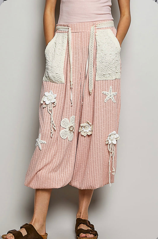 YKP260P Pink Ribbed Joggers