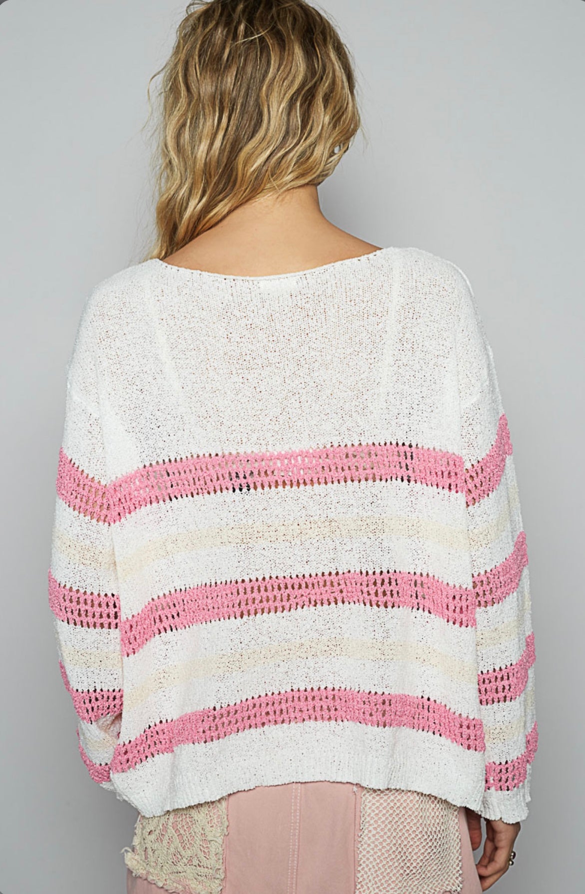 UST373 Cotton Candy Striped Knit Sweater