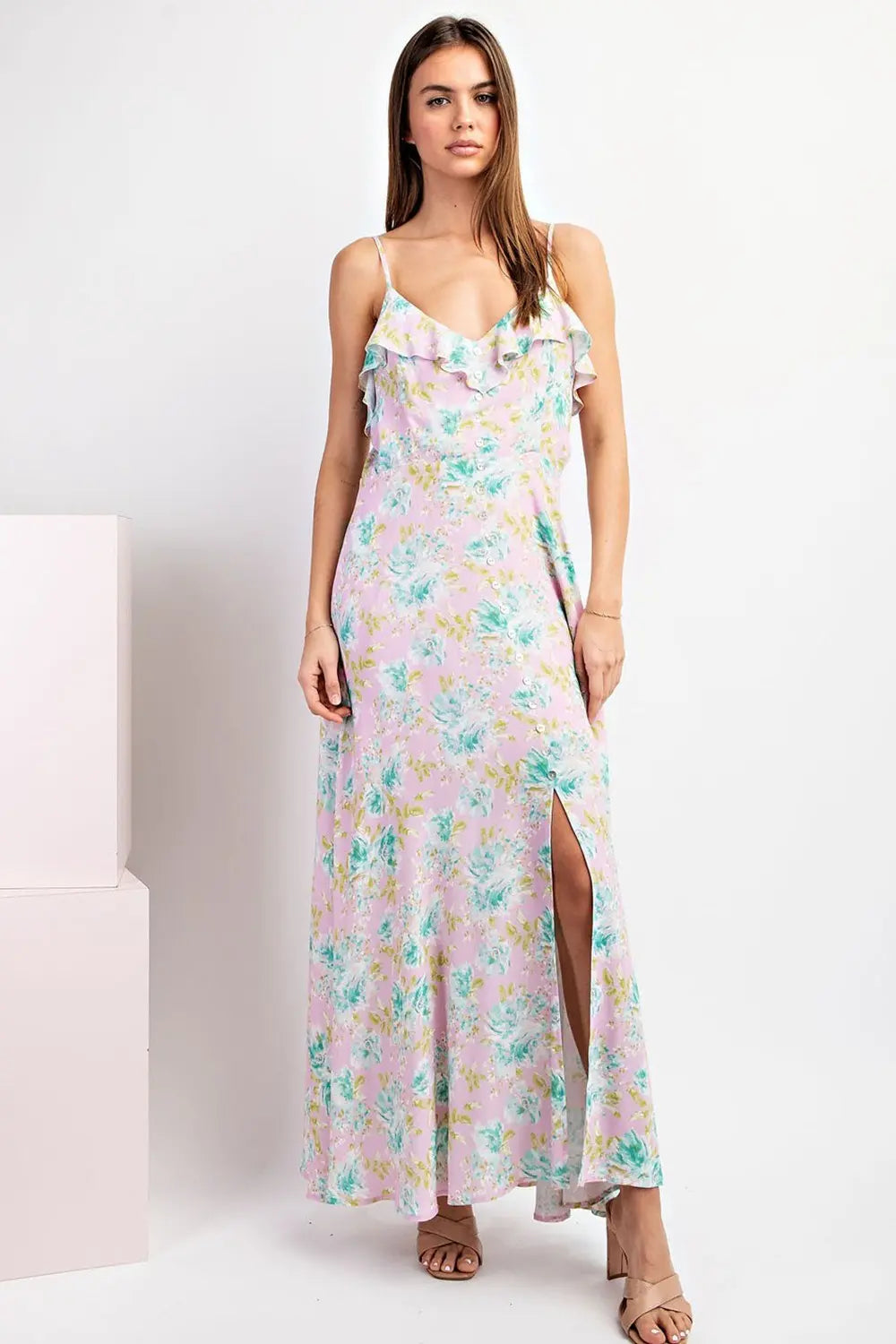 K9897 Floral Print Maxi Dress