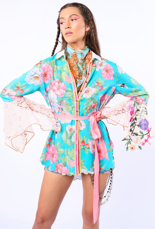 Aratta-LA Ville Rose Shirt-Aqua