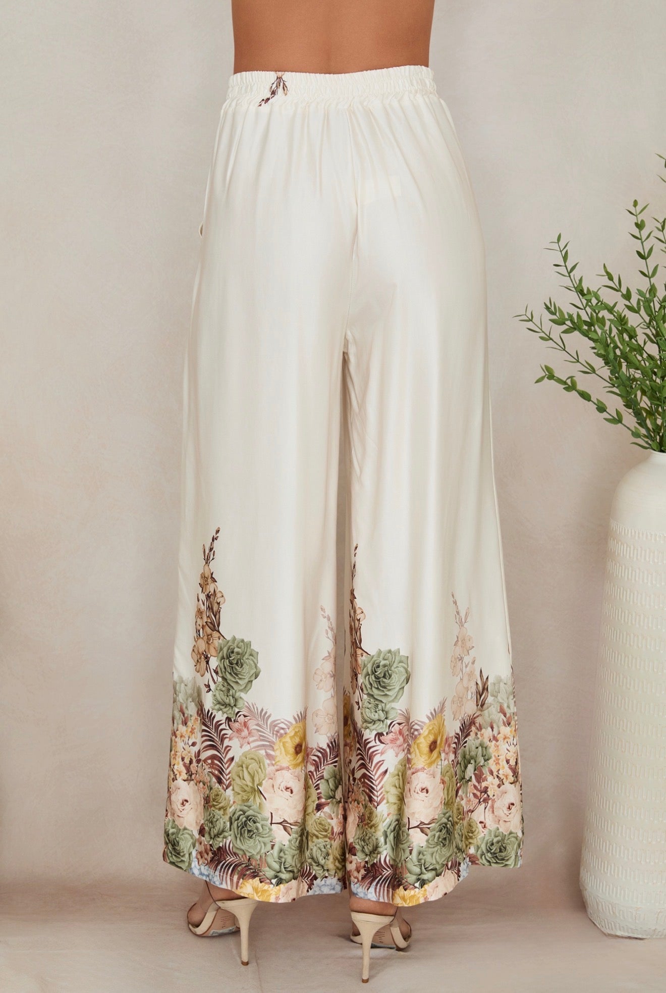 77008V007 Floral Silky Wide Leg Pants 77019
