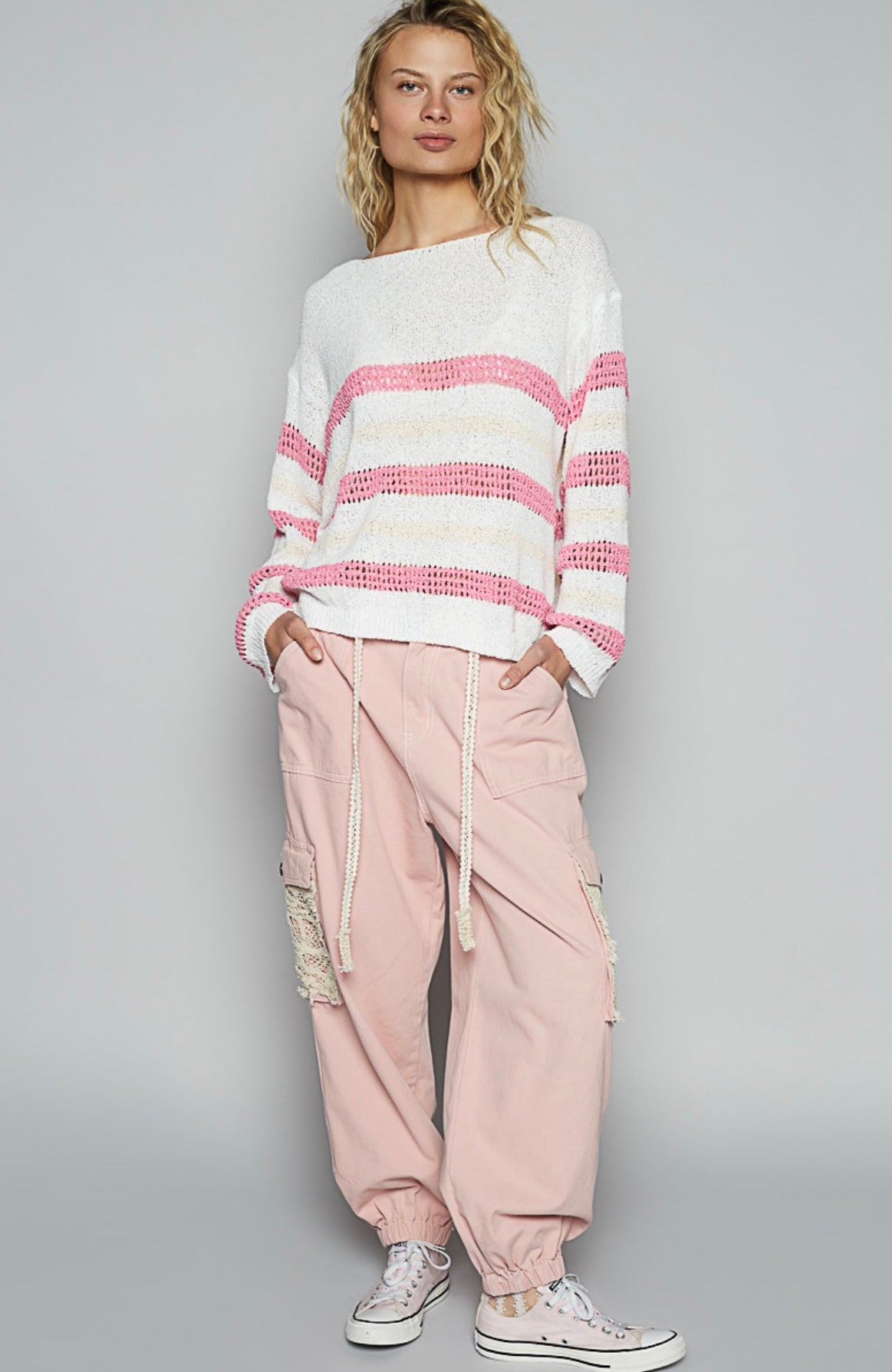 UST373 Cotton Candy Striped Knit Sweater