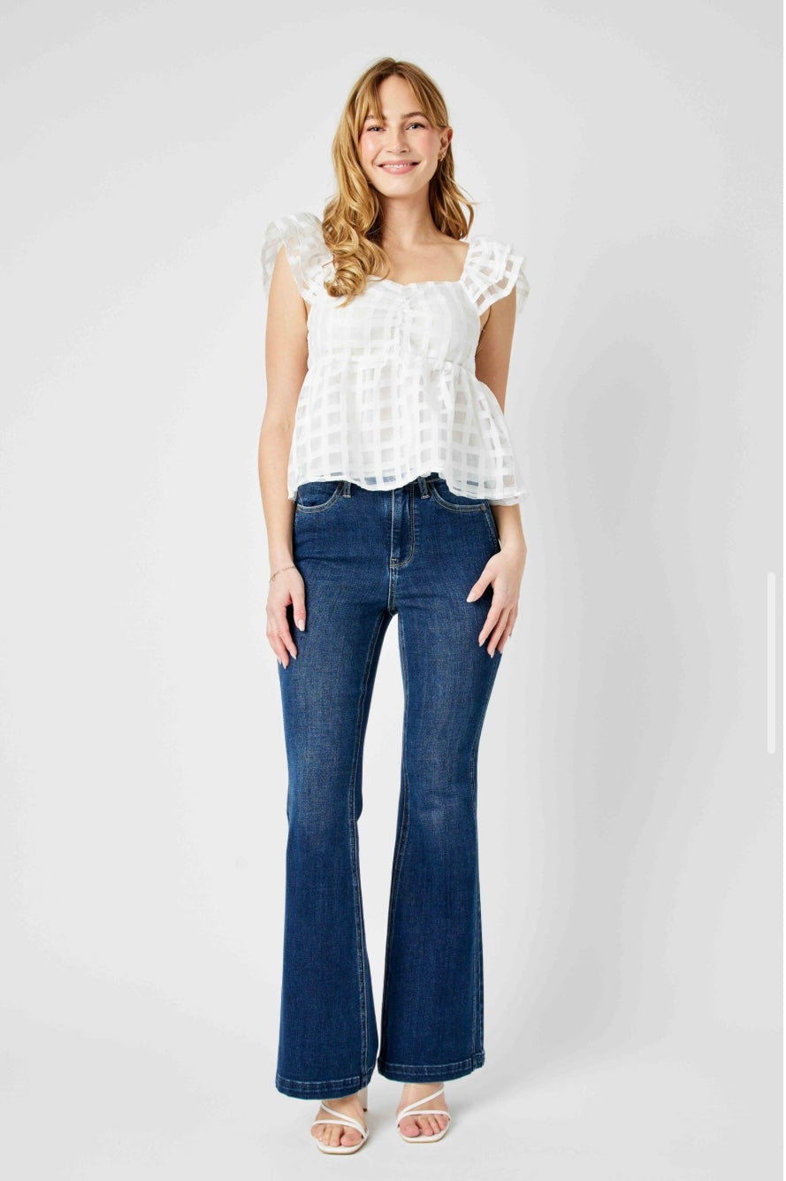 82538REG JUDY BLUE Kelly High Rise Angled Side Seam Flare Jeans