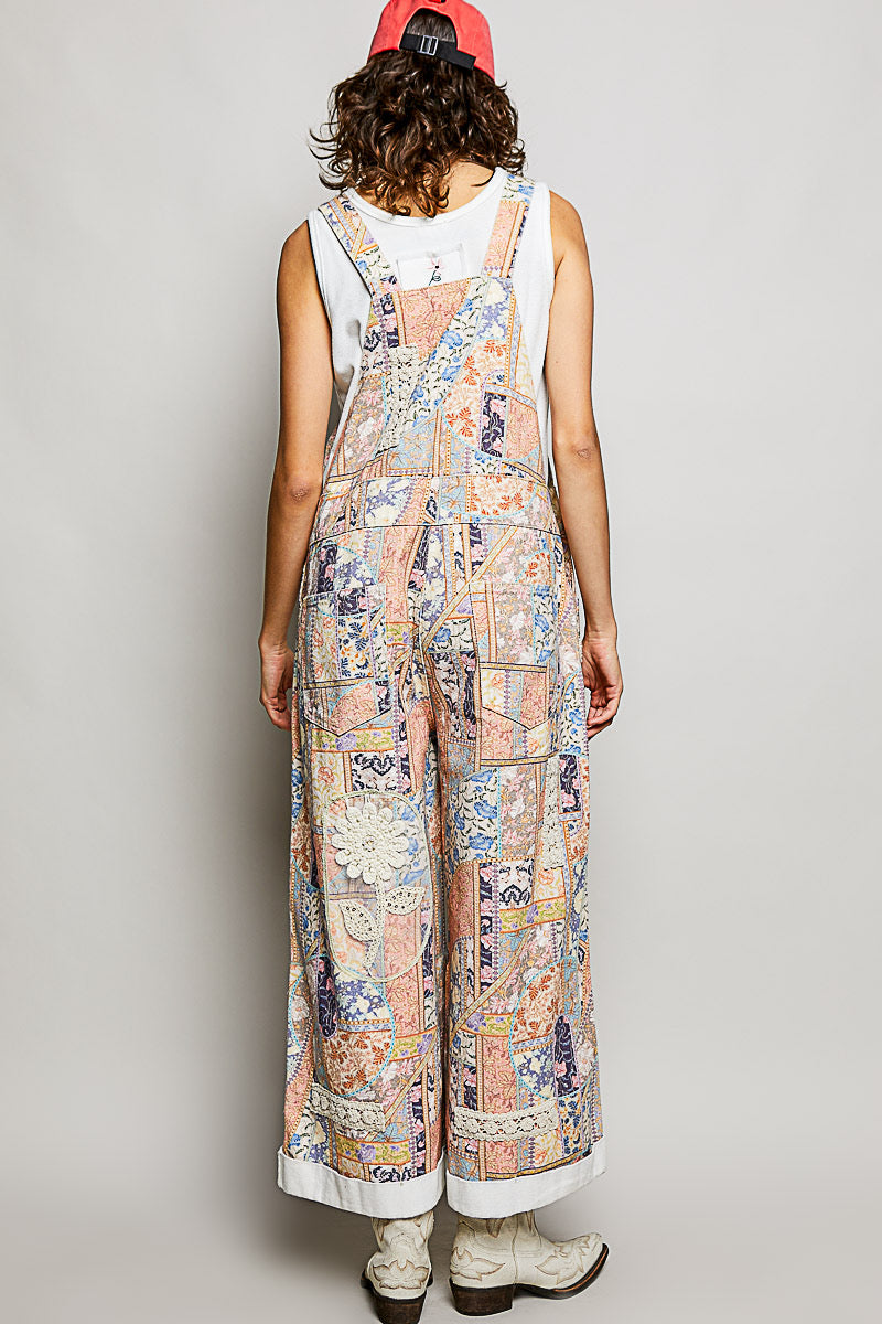WY082 POL Floral Multi Overalls