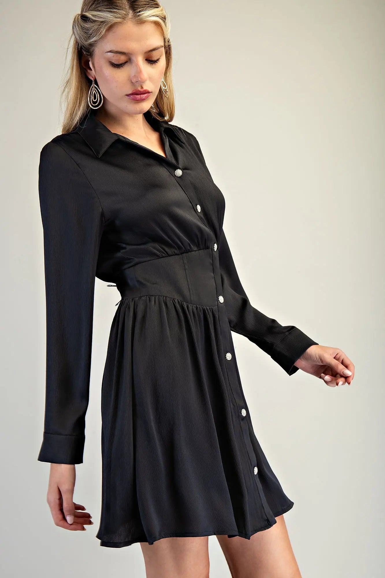 DK7817 Collared Button Down Mini Dress