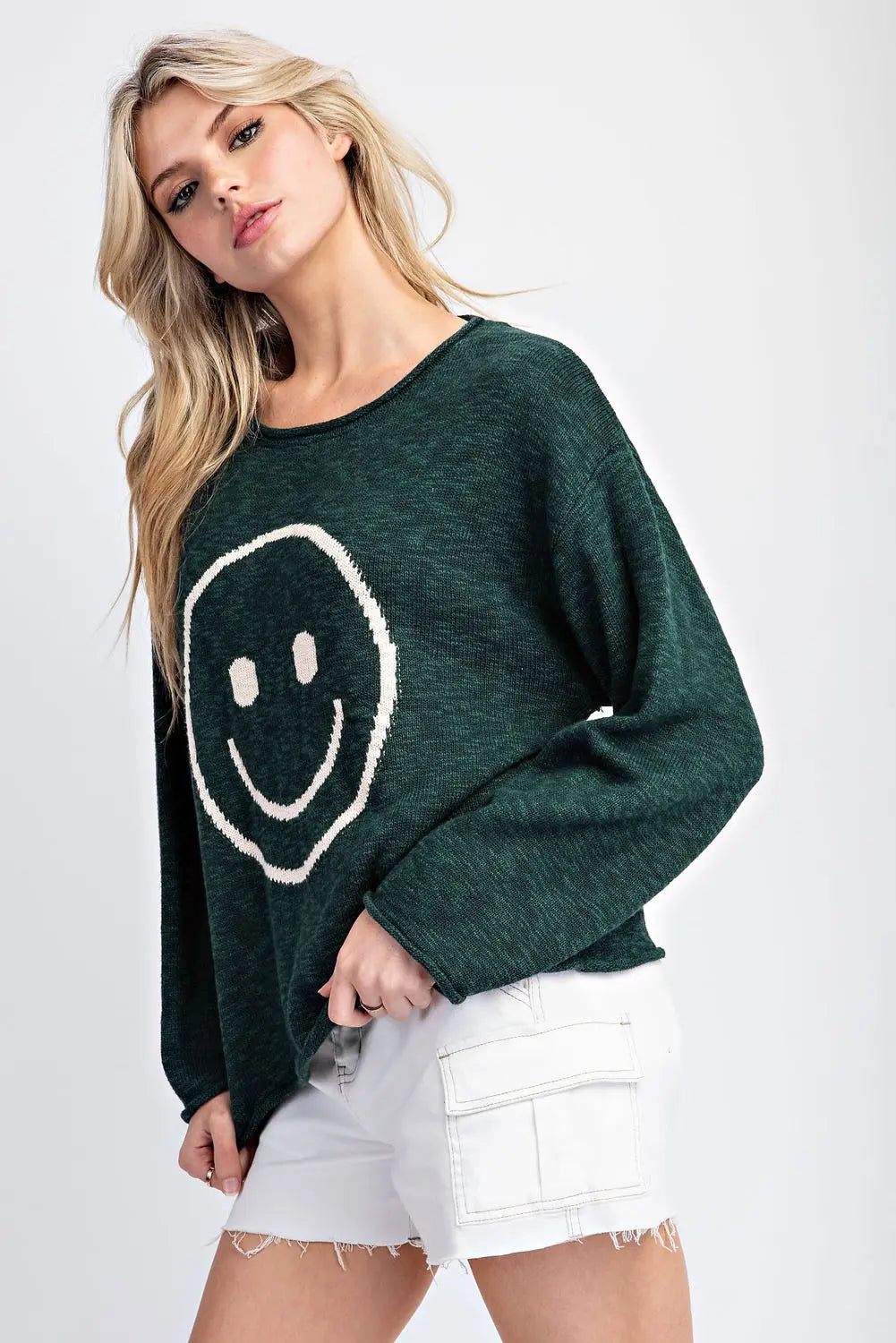 G10083 Smiley Face Long Sleeve Sweater