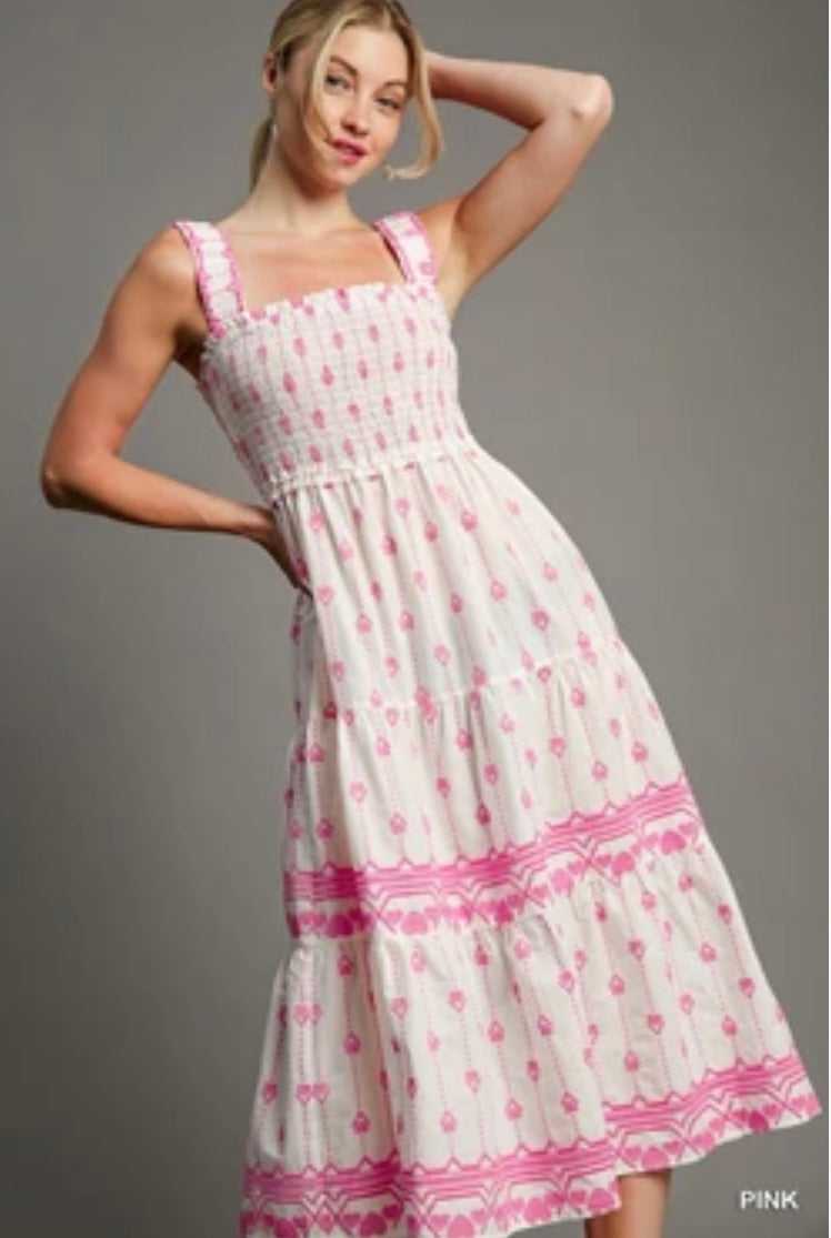 K8832 Heart Embroidery Midi Dress