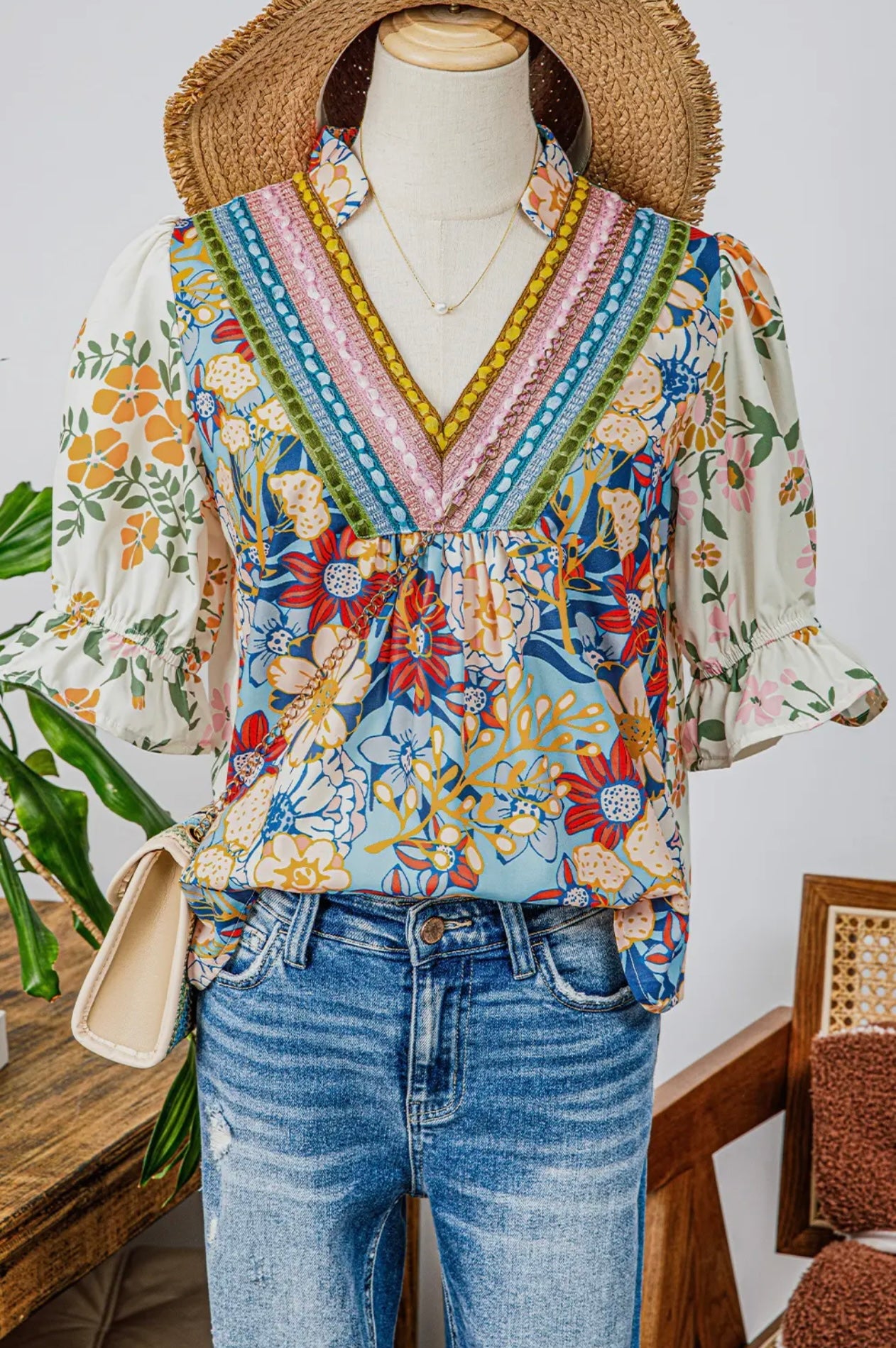 LC25129482-P22 Boho Style Multicolor Top