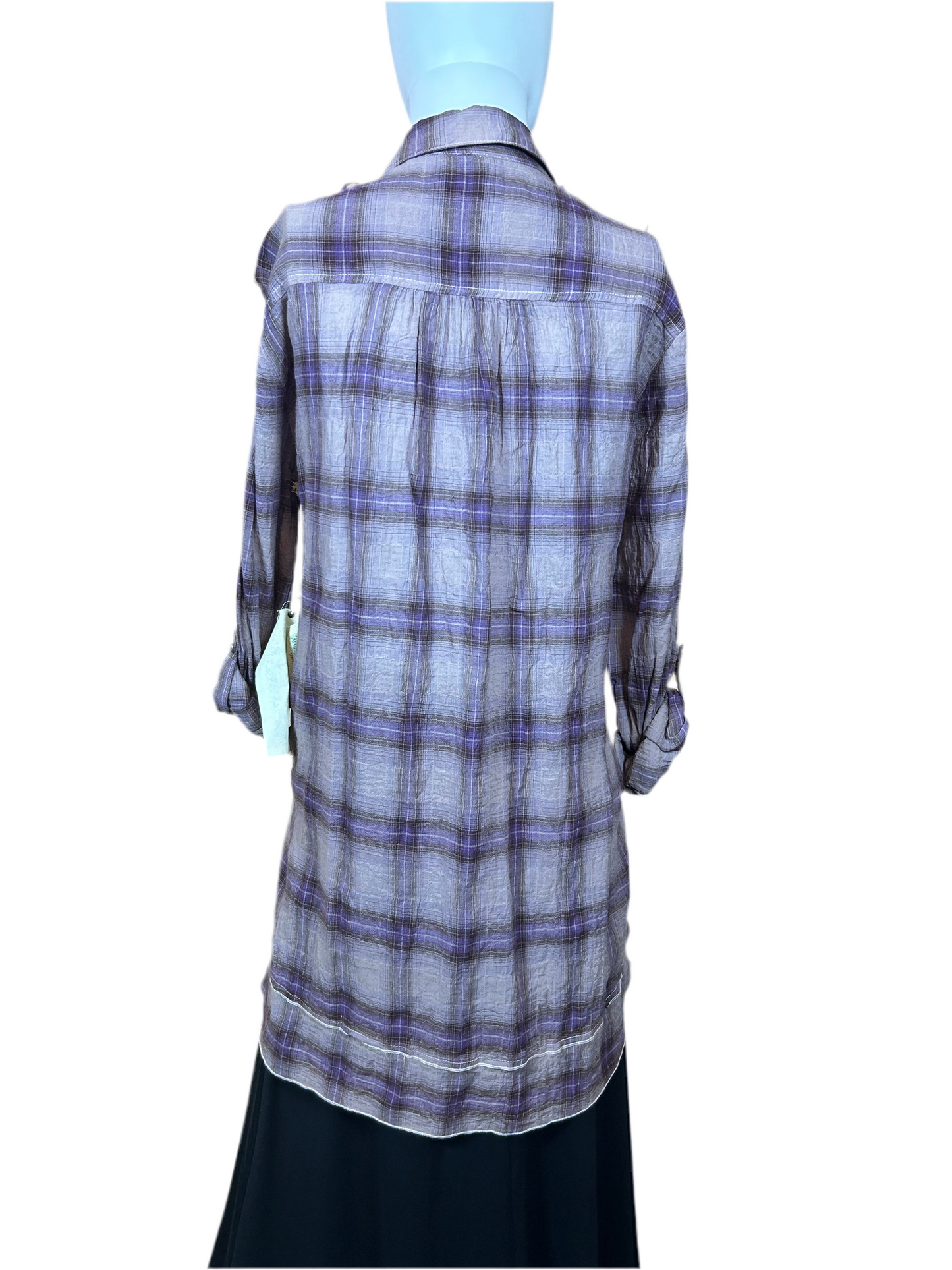 ARATTA Long Plaid Embroidered Shirt