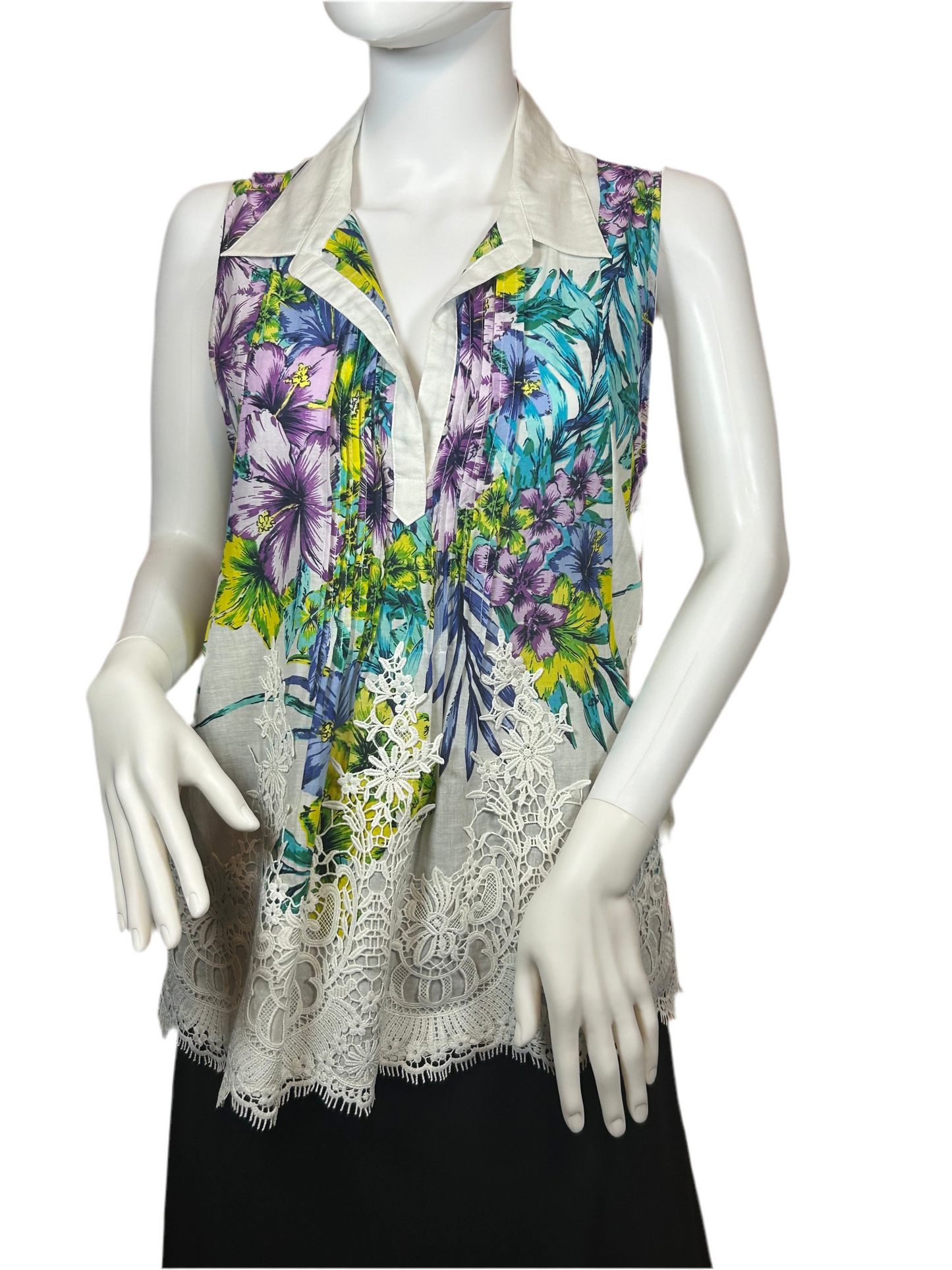 ARATTA Sleeveless Hibiscus Floral shirt