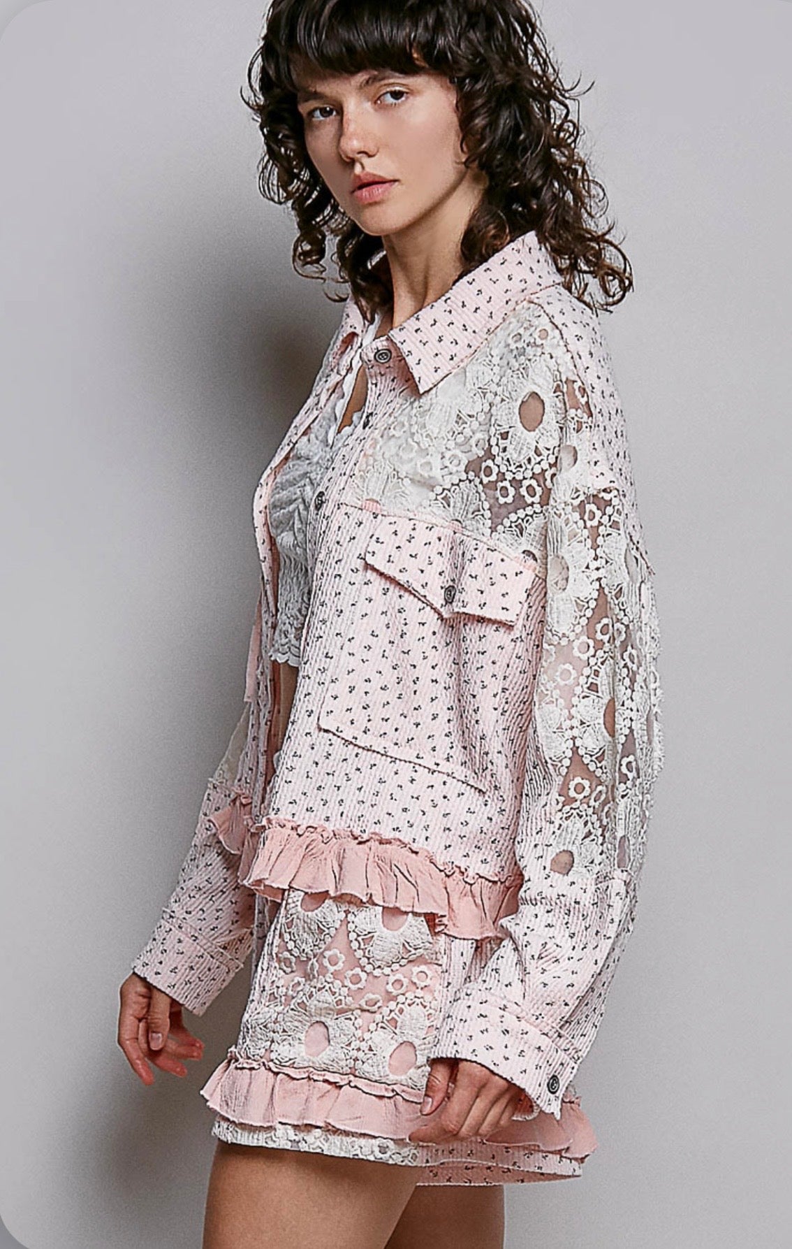 UKT743 Pink Floral Jacket