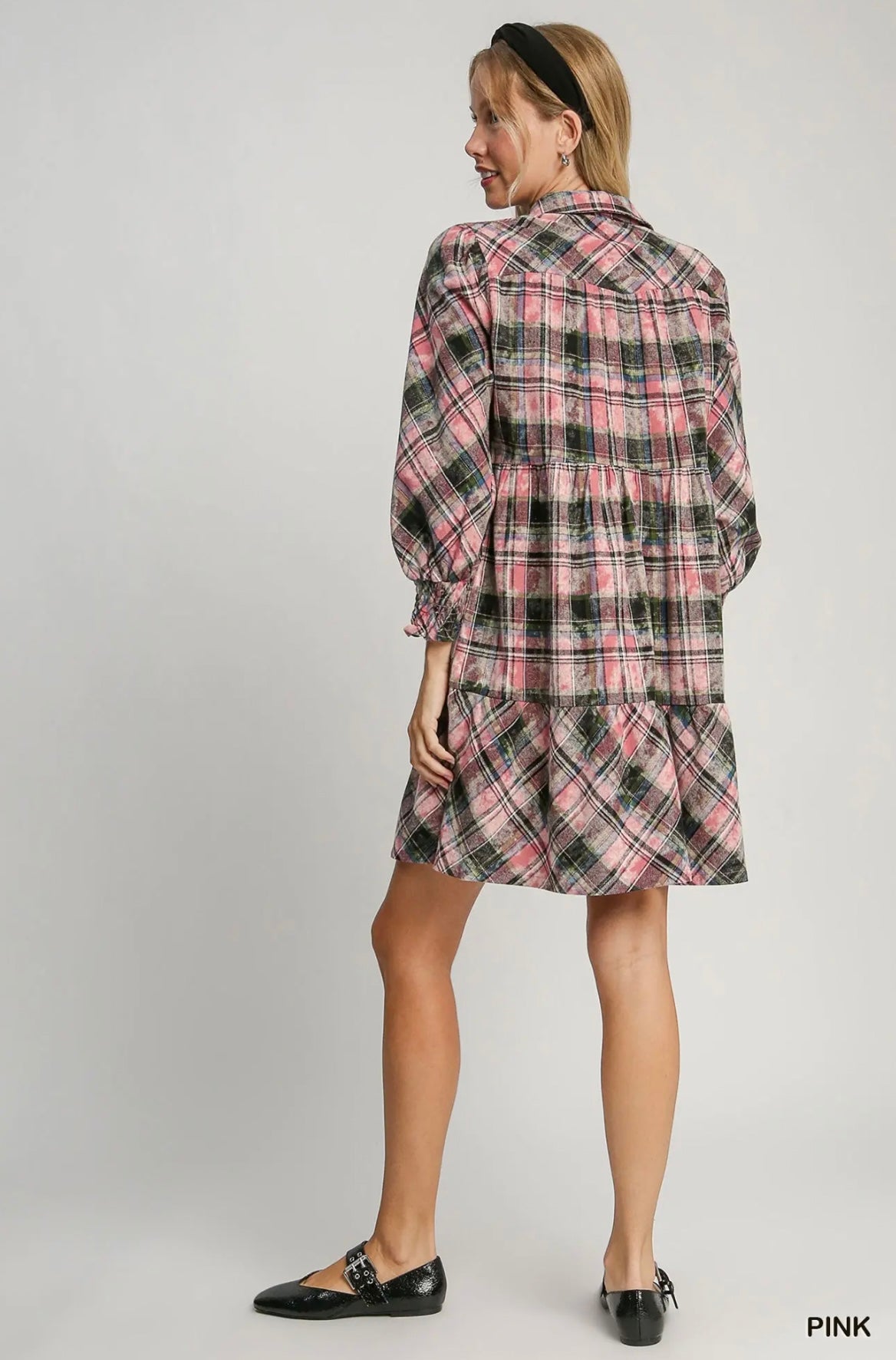 K8960 Plaid Collared Mini Dress