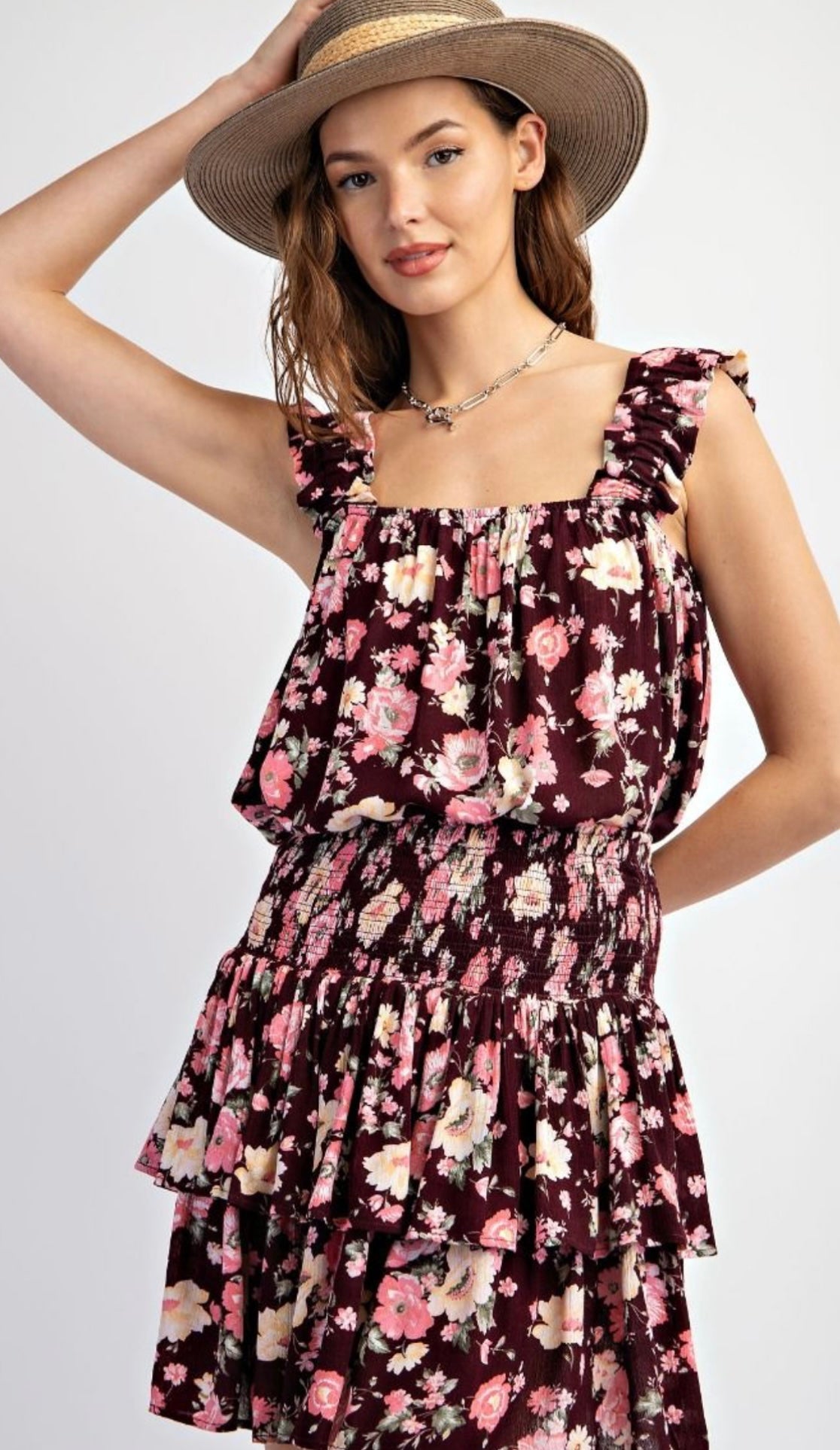 ET17719 FLORAL PRINTED RAYON GAUZE CAMI TOP