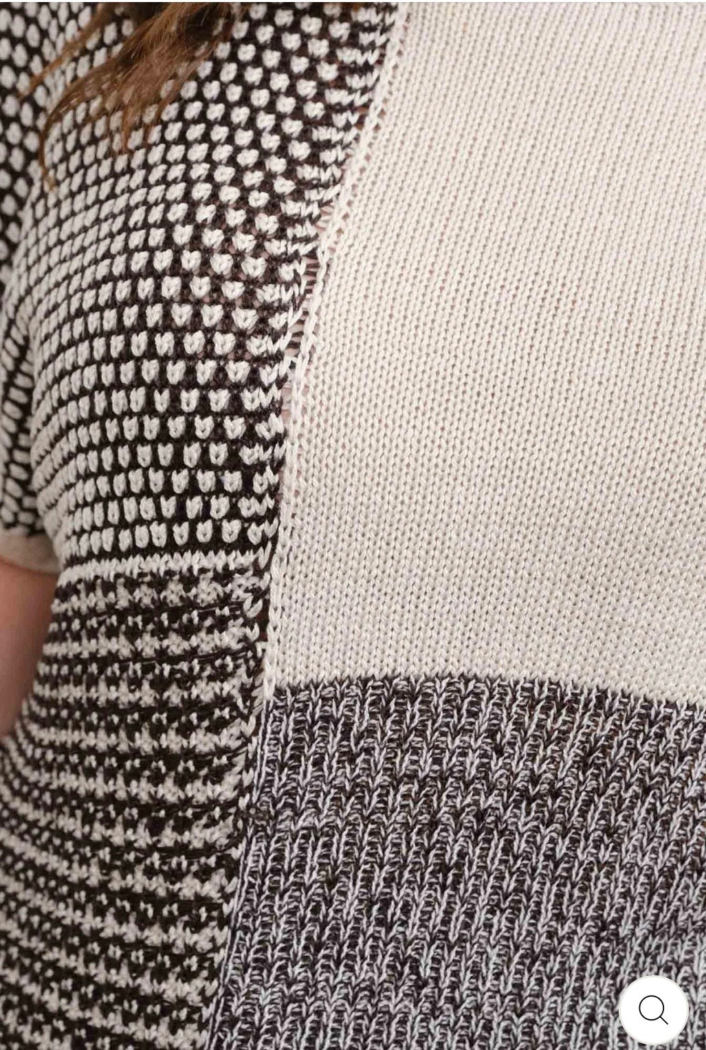 PB5ST1047 PLUS MULTI PATTERN COLORBLOCK SHORT SLEEVE SWEATER