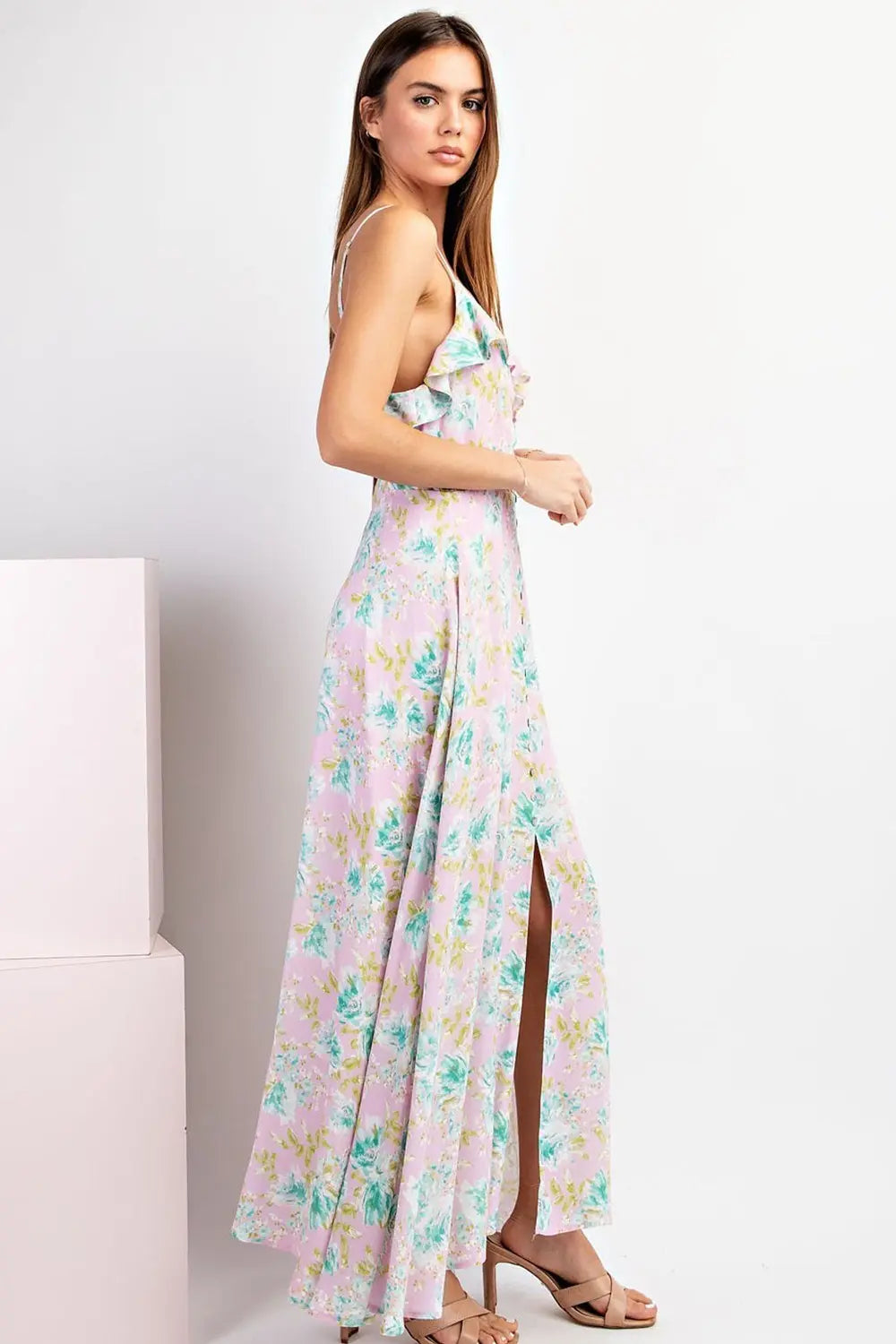 K9897 Floral Print Maxi Dress