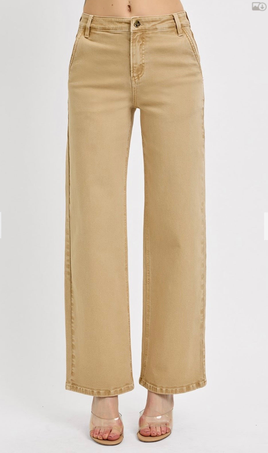 Risen Jeans Latte Slouchy Ankle Comfort Baggy Jeans with Tummy Control