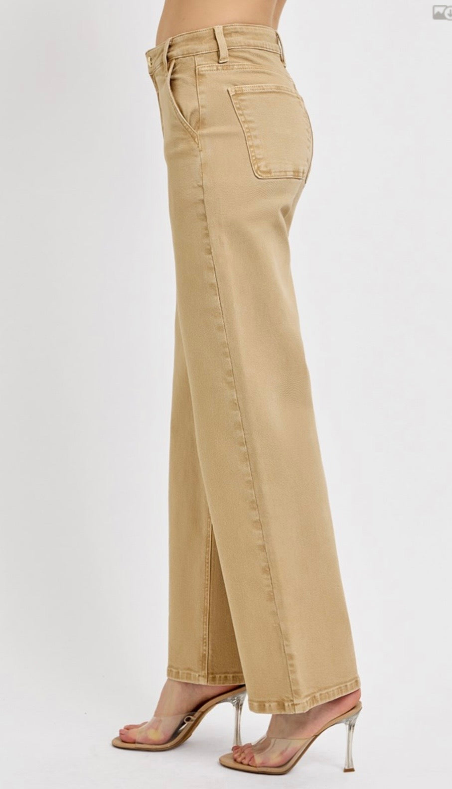 Risen Jeans Latte Slouchy Ankle Comfort Baggy Jeans with Tummy Control