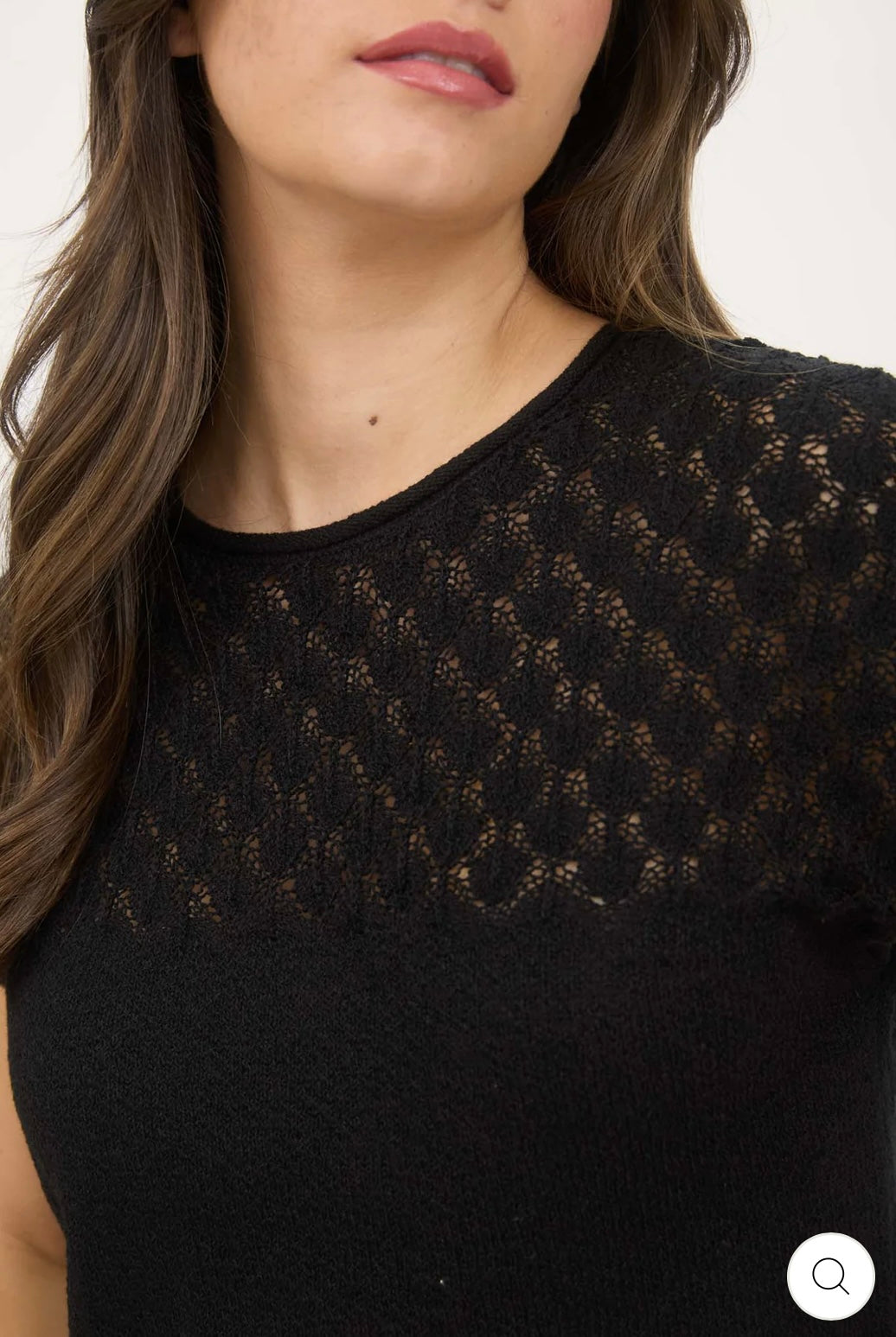 CR2194 EYELET YOKE SWEATER KNIT TOP