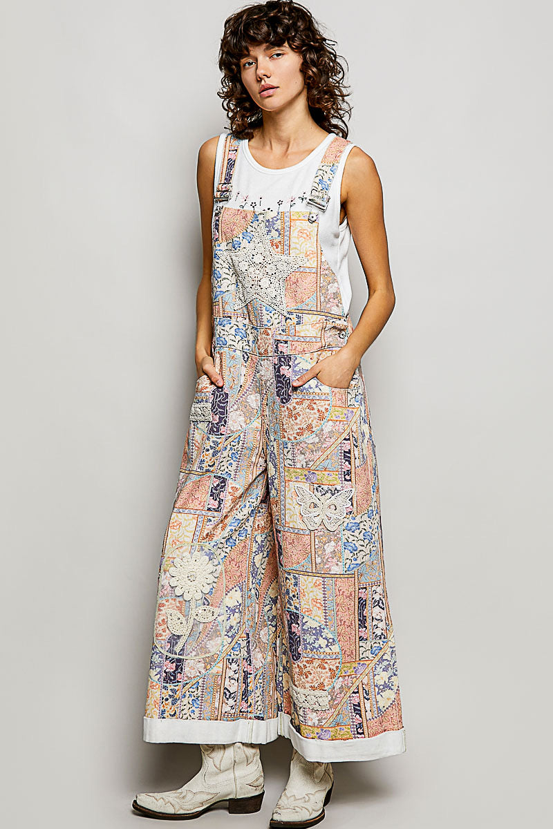 WY082 POL Floral Multi Overalls