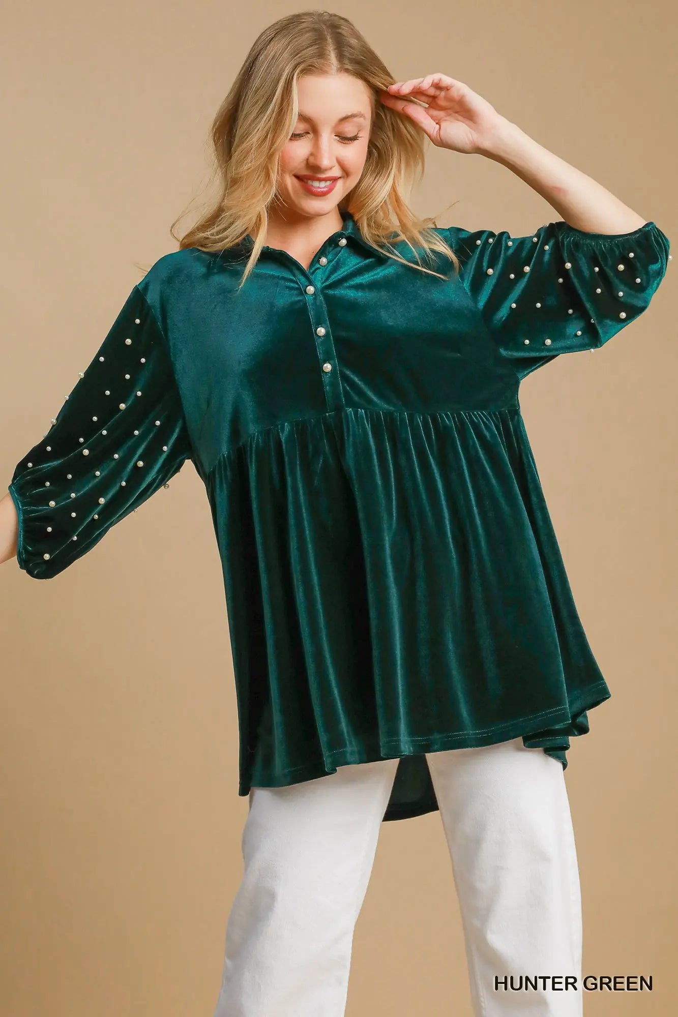 K8979 Velvet Tiered Tunic Dress