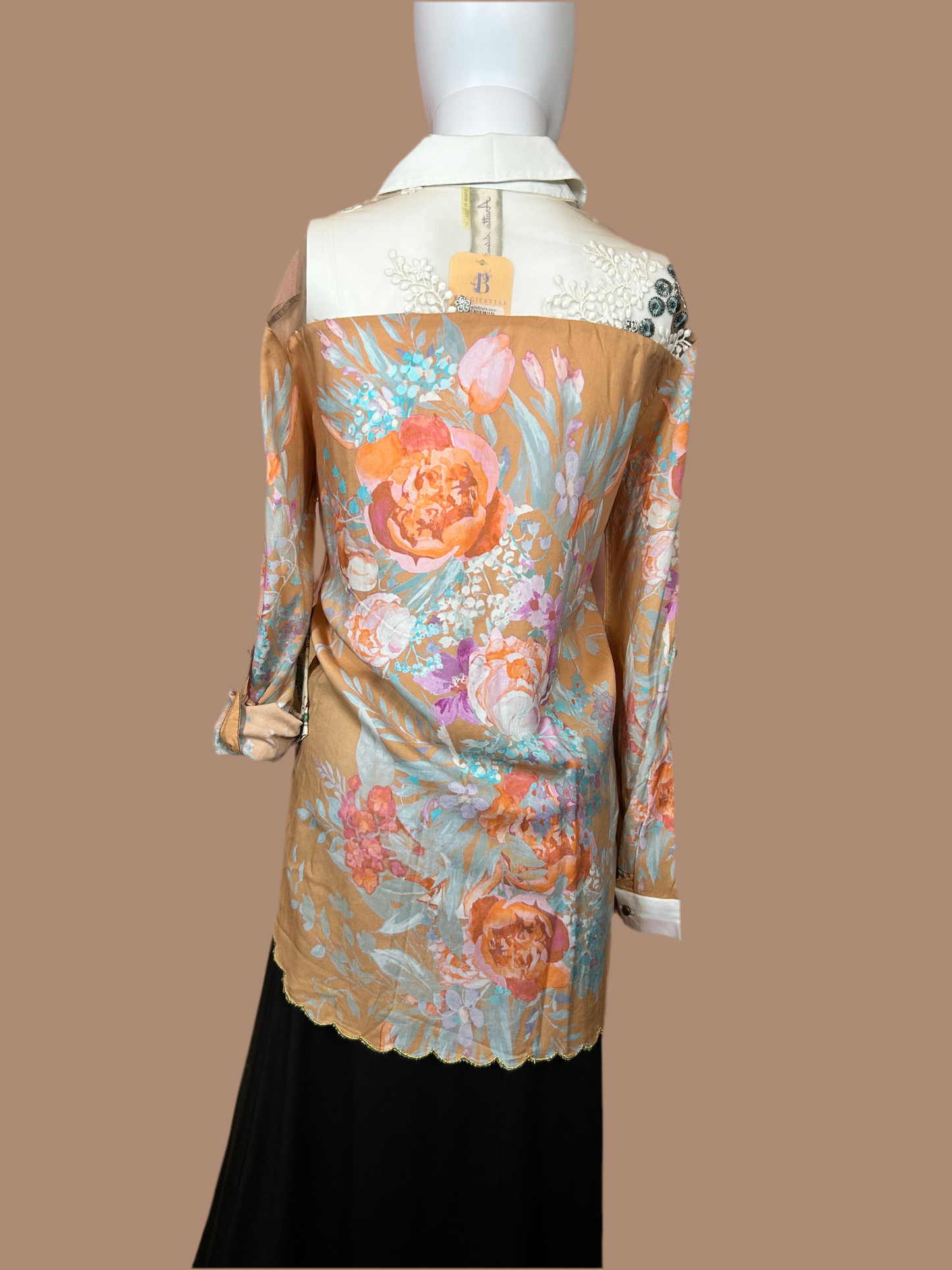 ARATTA Peach Floral Button Down Shirt