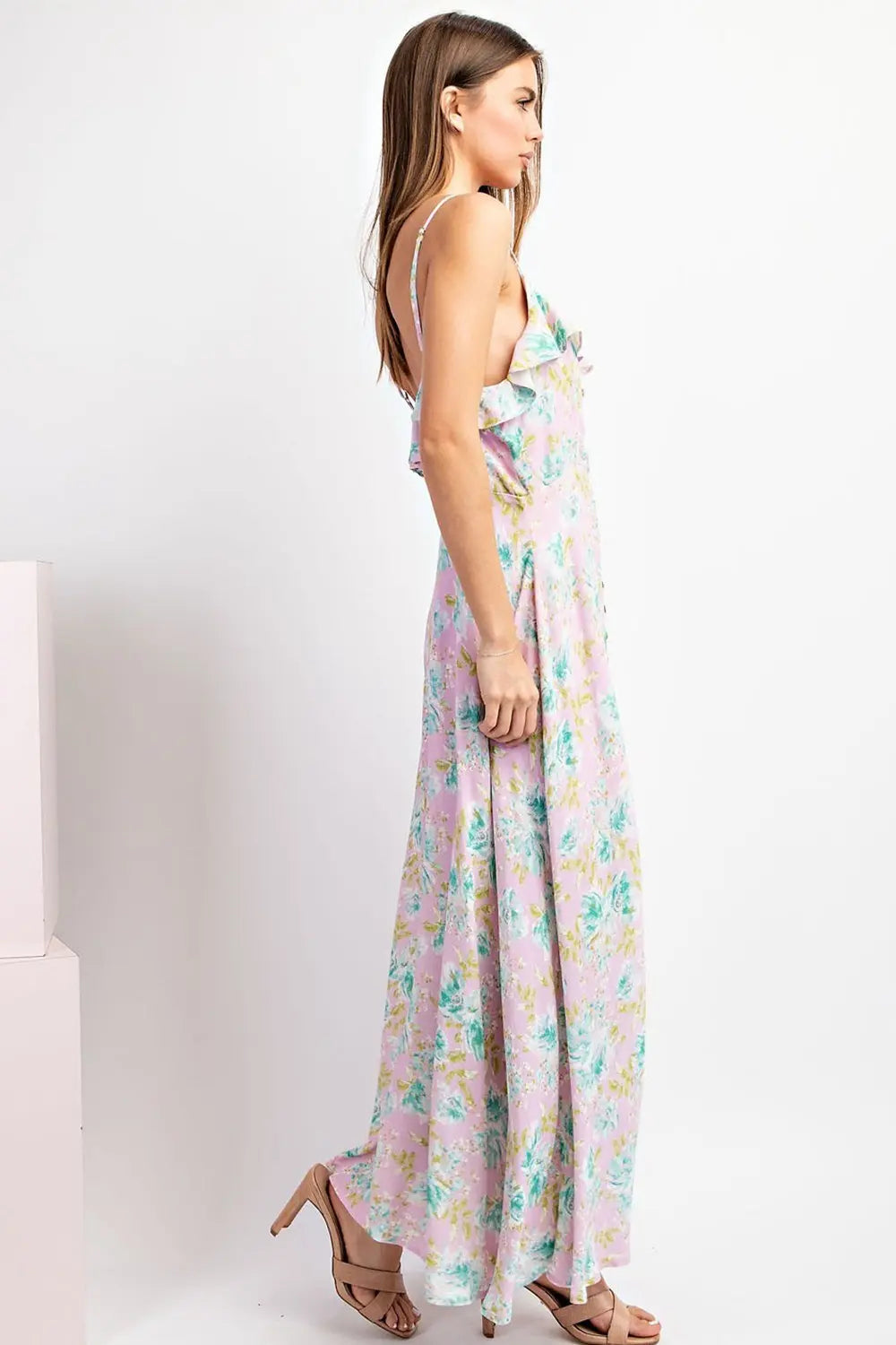 K9897 Floral Print Maxi Dress
