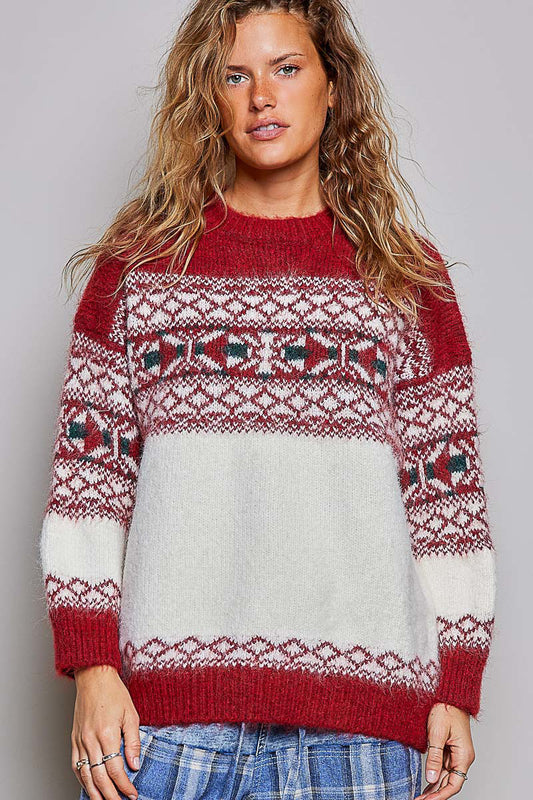 POL Fair Isle Holiday Knit Sweater