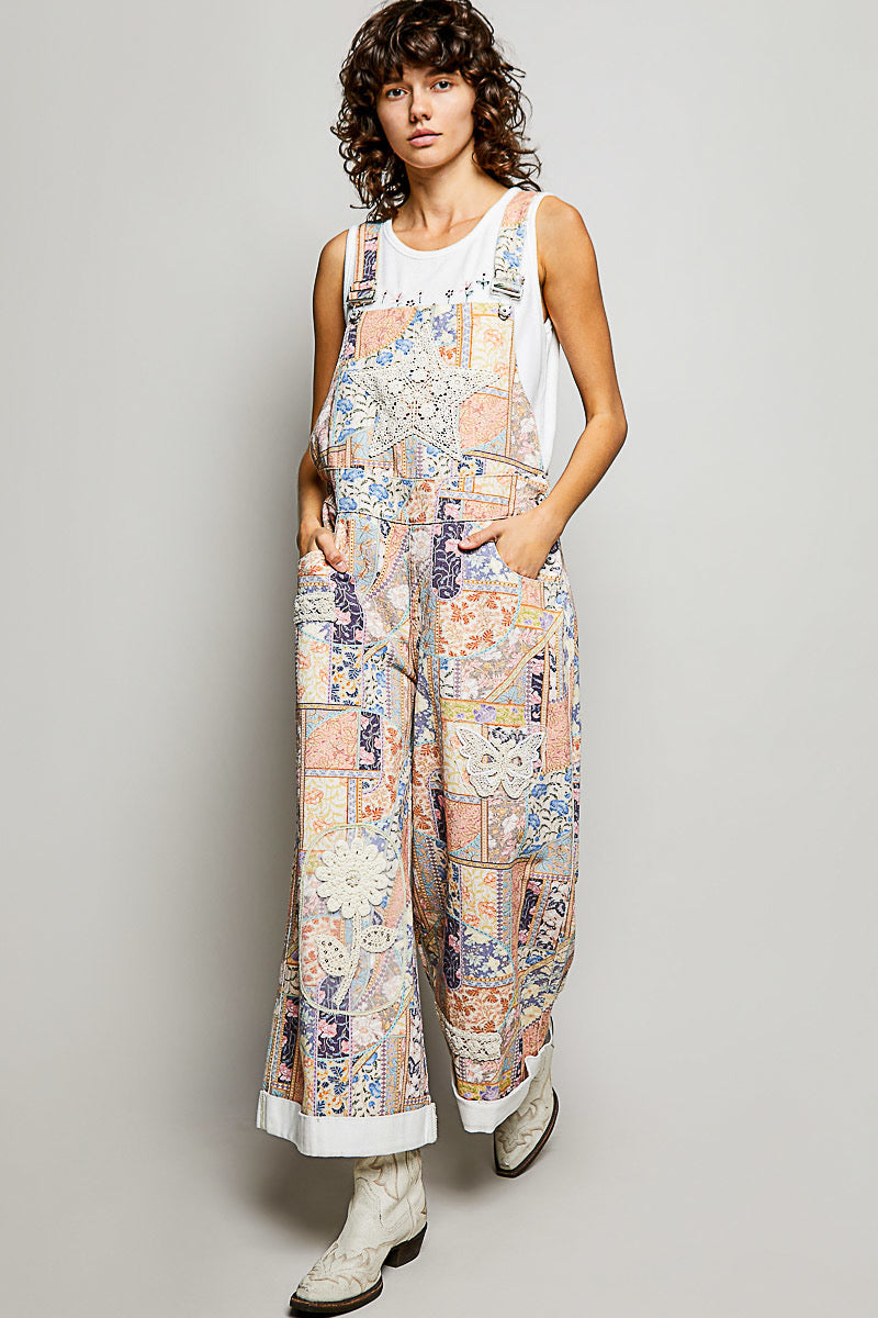 WY082 POL Floral Multi Overalls