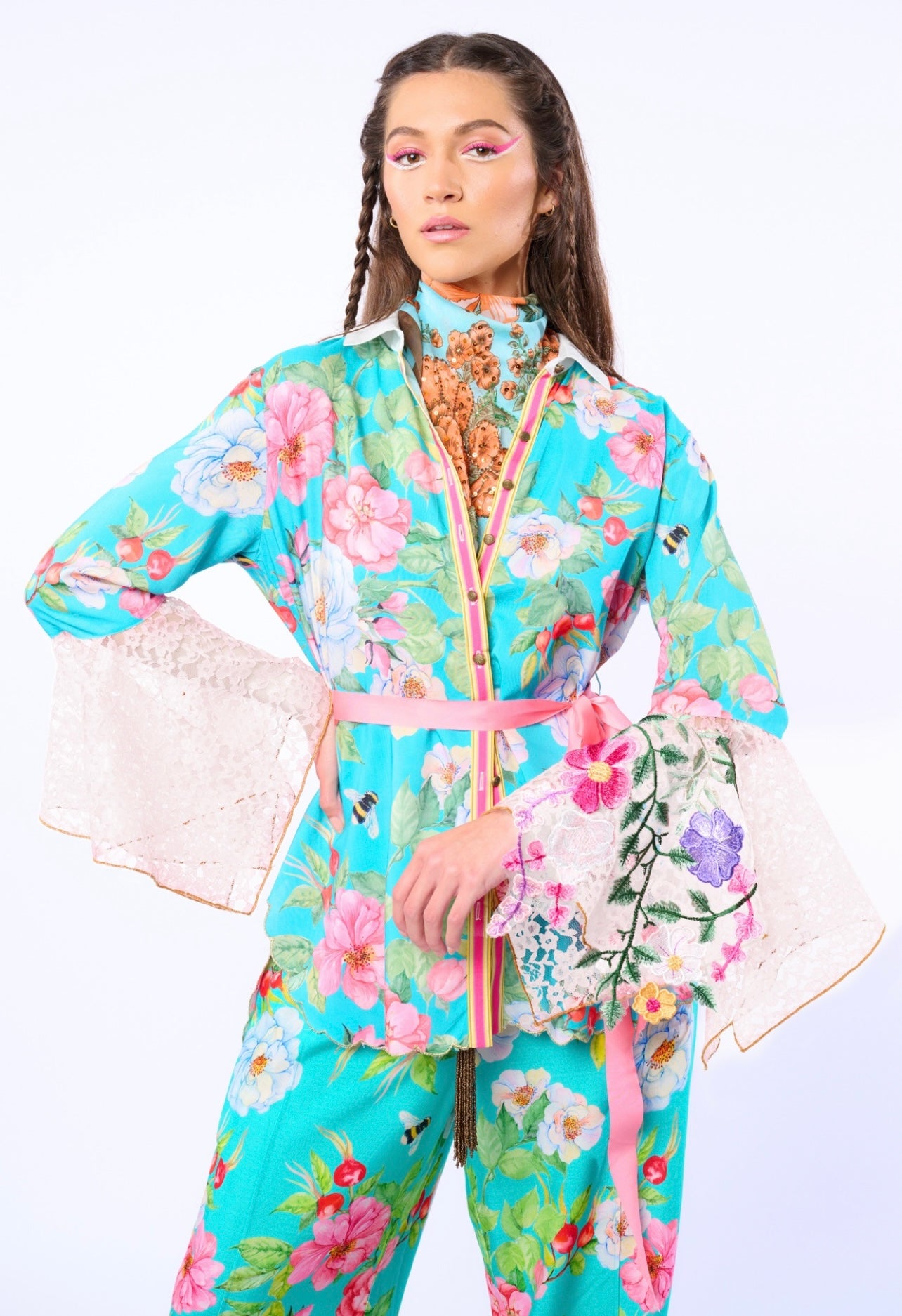 Aratta-LA Ville Rose Shirt-Aqua